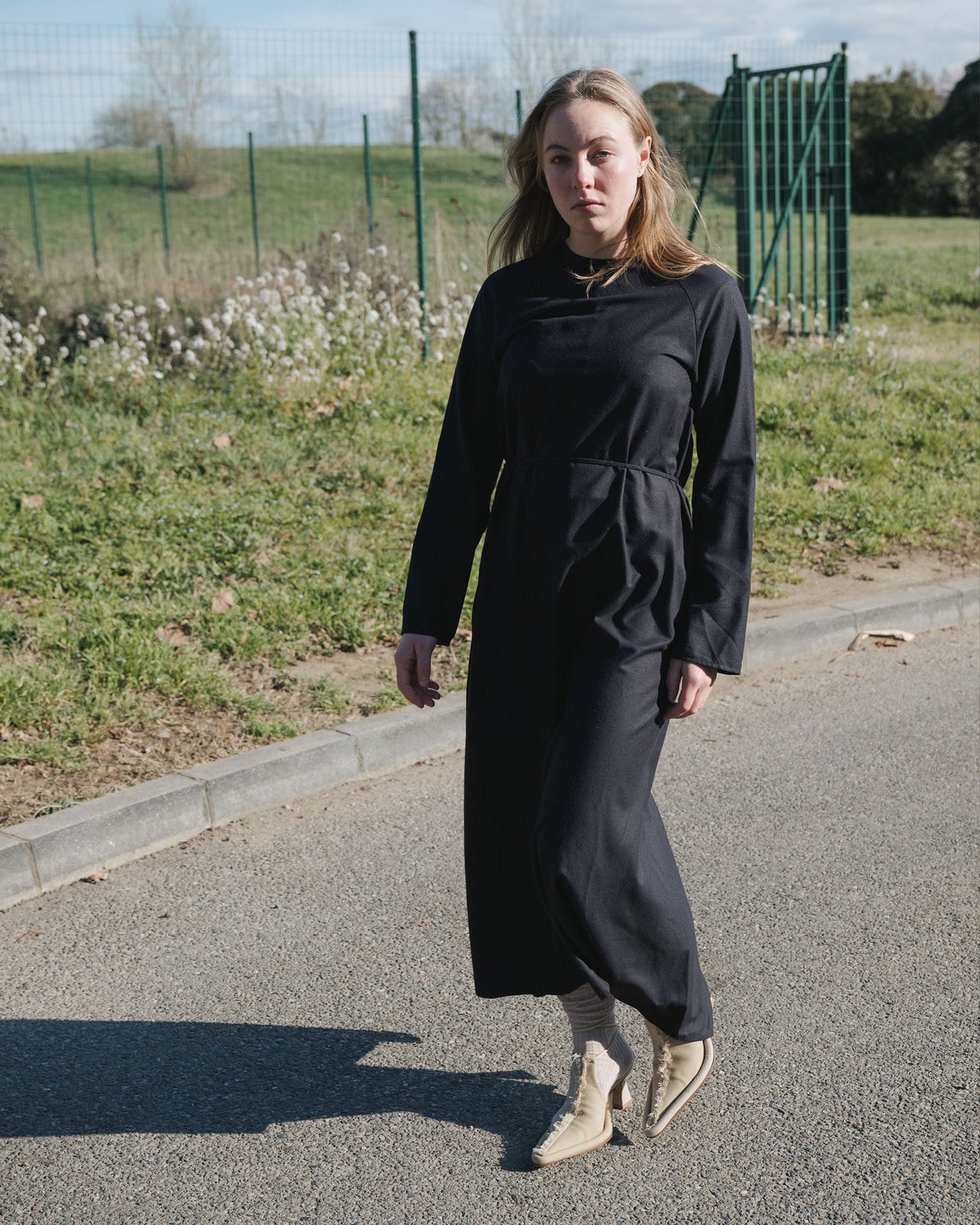 Long Sleeve Apron Dress - Wild Silk - Black