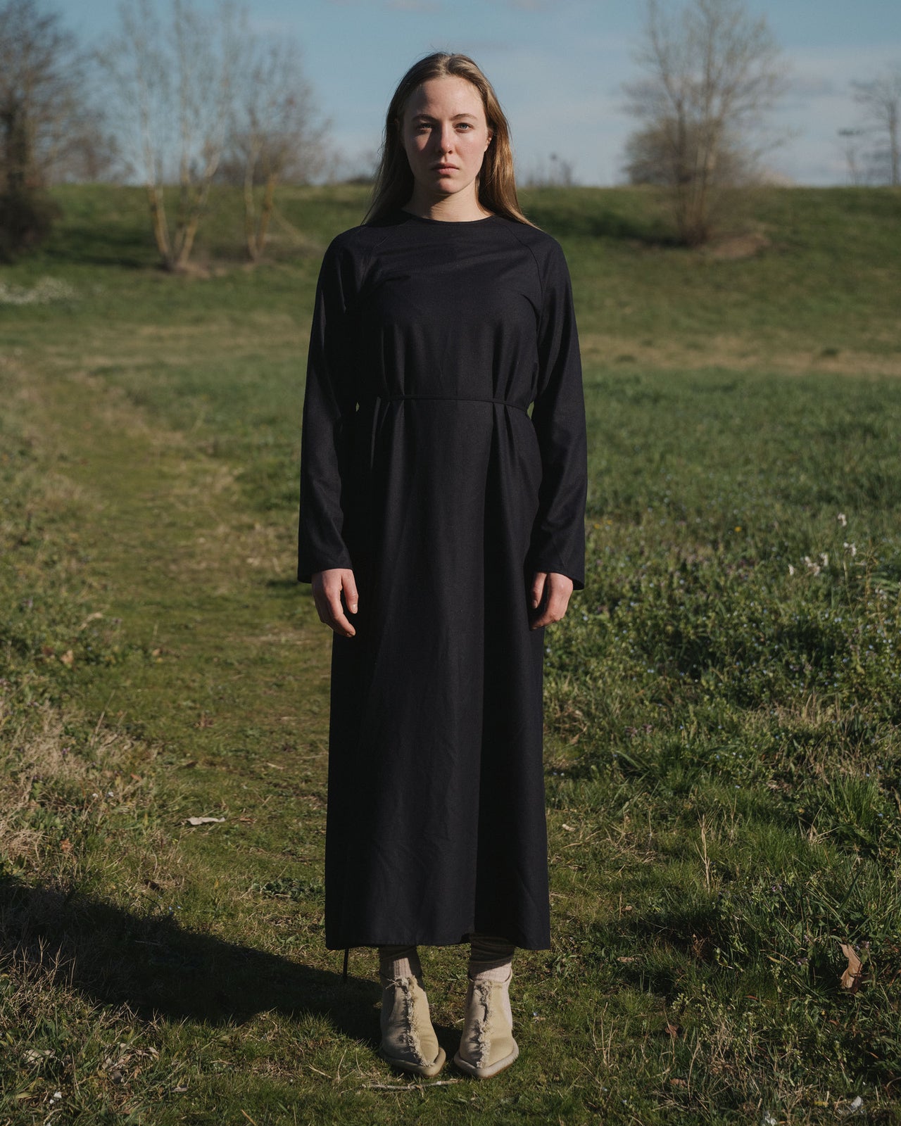 Long Sleeve Apron Dress - Wild Silk - Black