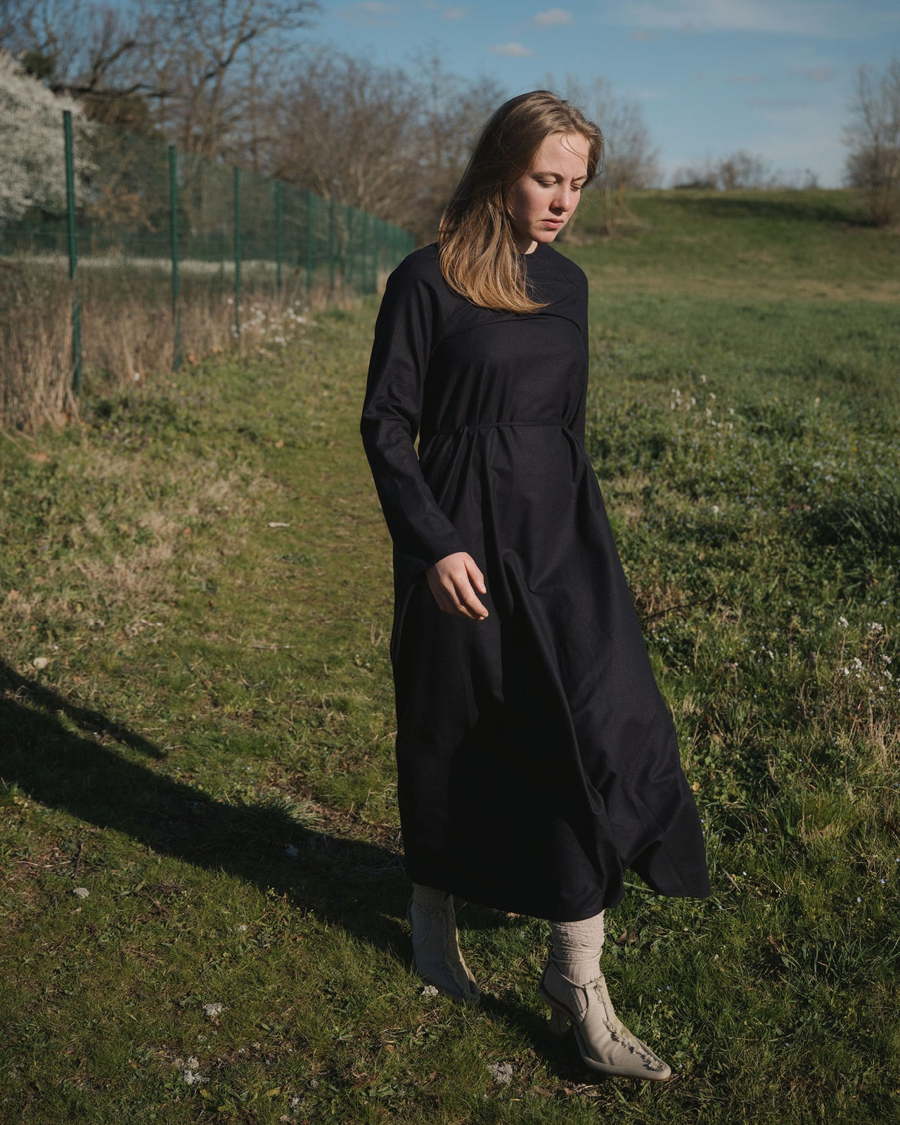 Long Sleeve Apron Dress - Wild Silk - Black