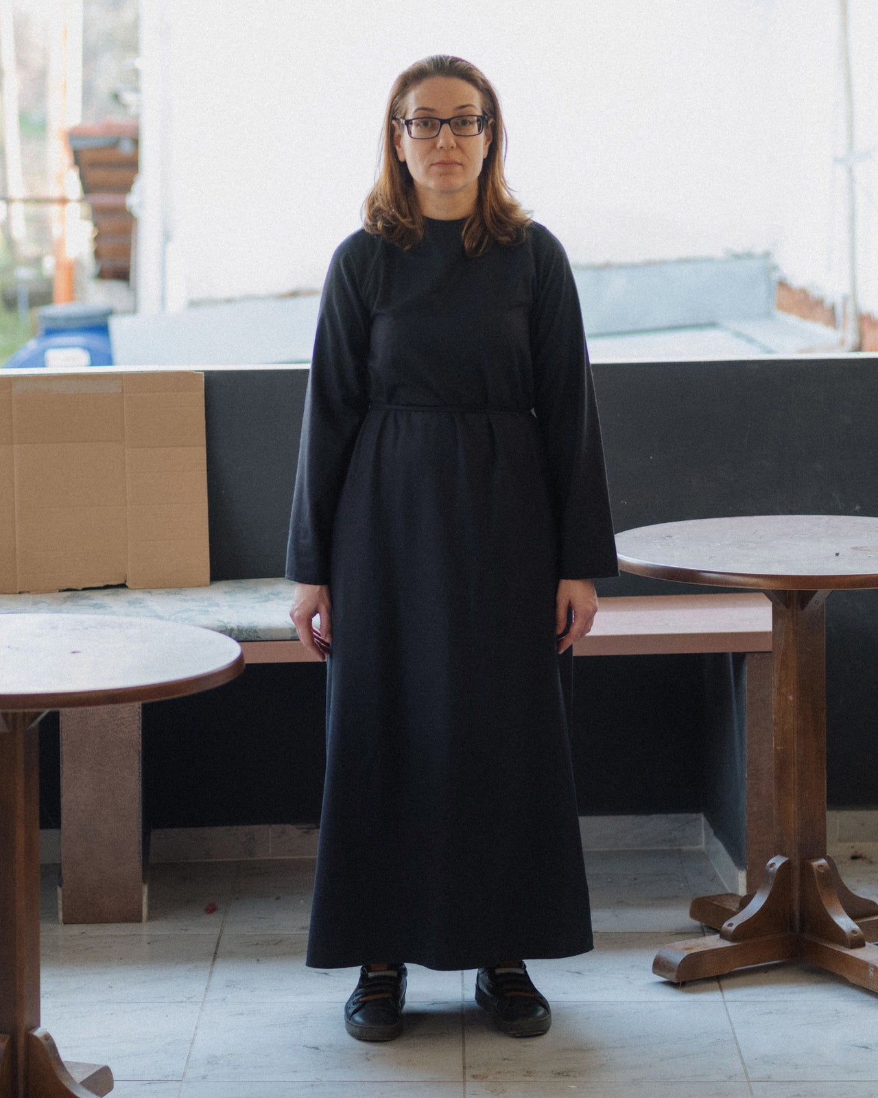 Long Sleeve Apron Dress - Wild Silk - Black