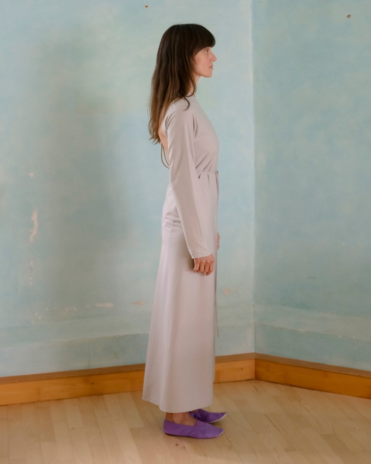 Long Sleeve Apron Dress - Wild Silk - Prun Grey