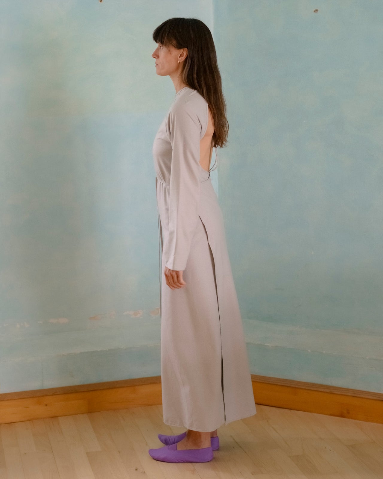 Long Sleeve Apron Dress - Wild Silk - Prun Grey