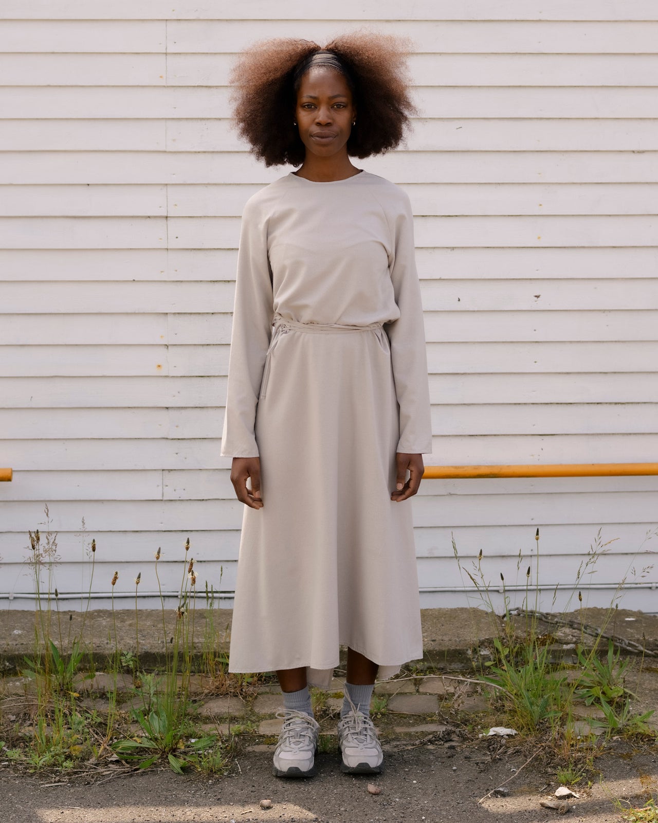 Long Sleeve Apron Dress - Wild Silk - Prun Grey