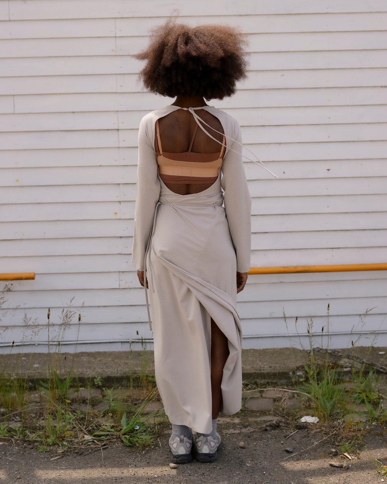 Long Sleeve Apron Dress - Wild Silk - Prun Grey