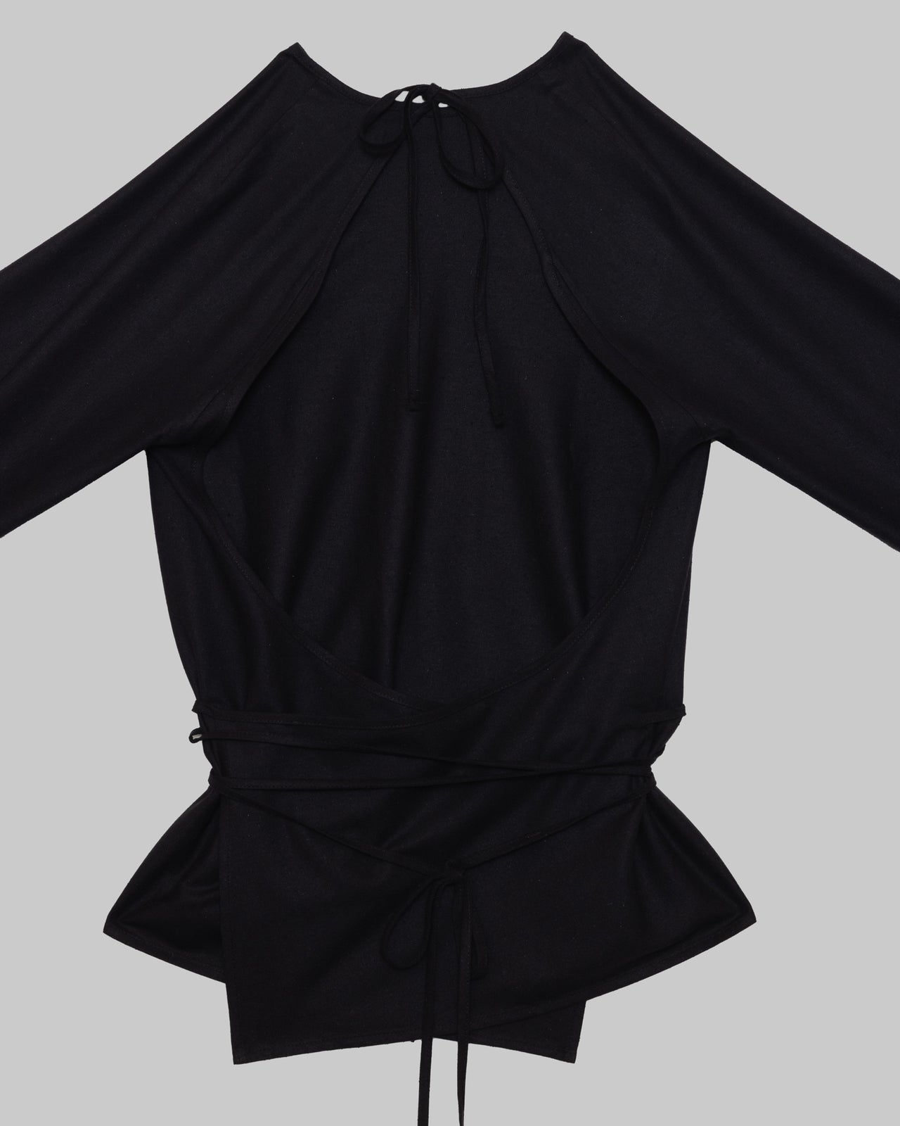 Long Sleeve Apron Top - Wild Silk - Black