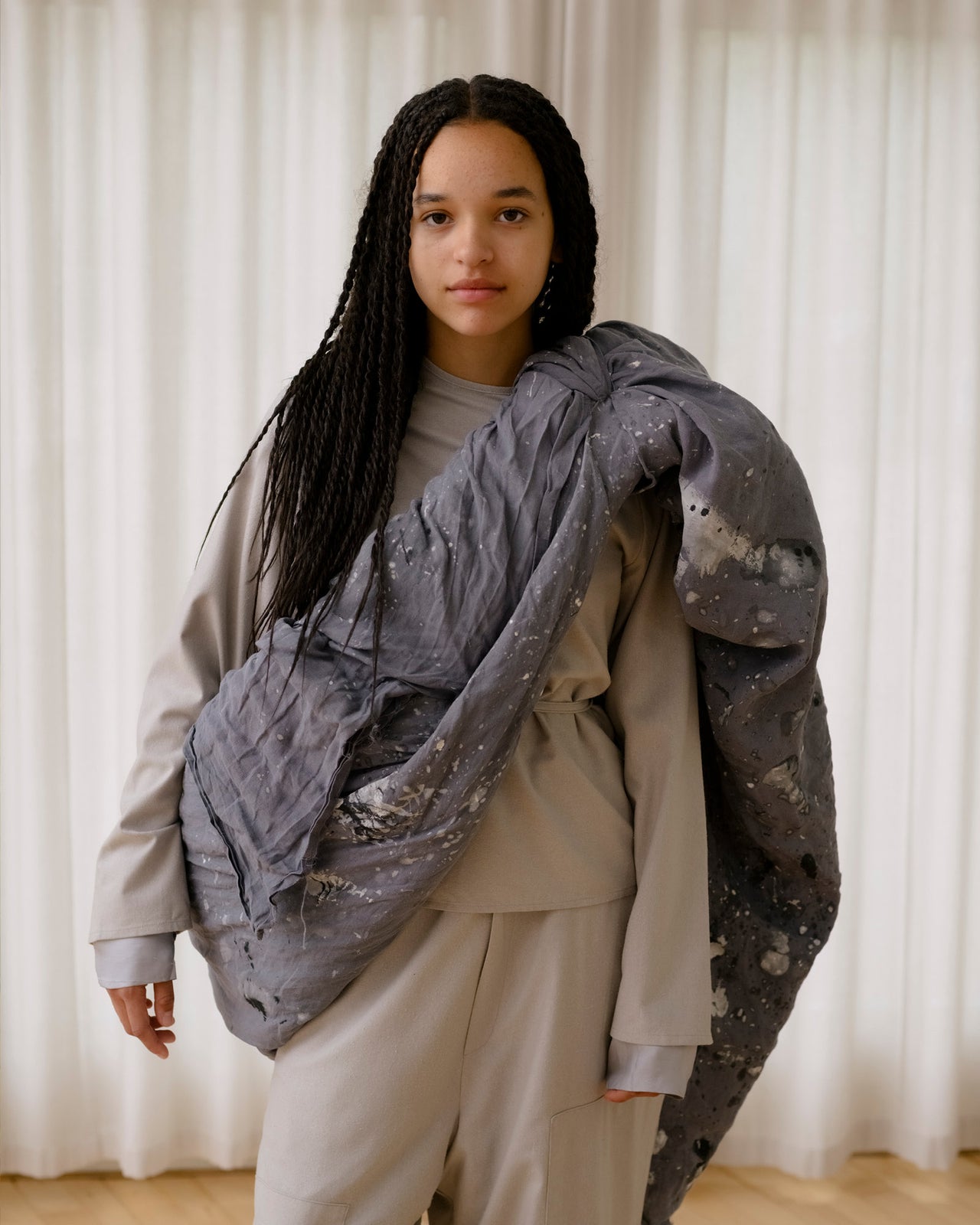 Long Sleeve Apron Top - Wild Silk - Prun Grey