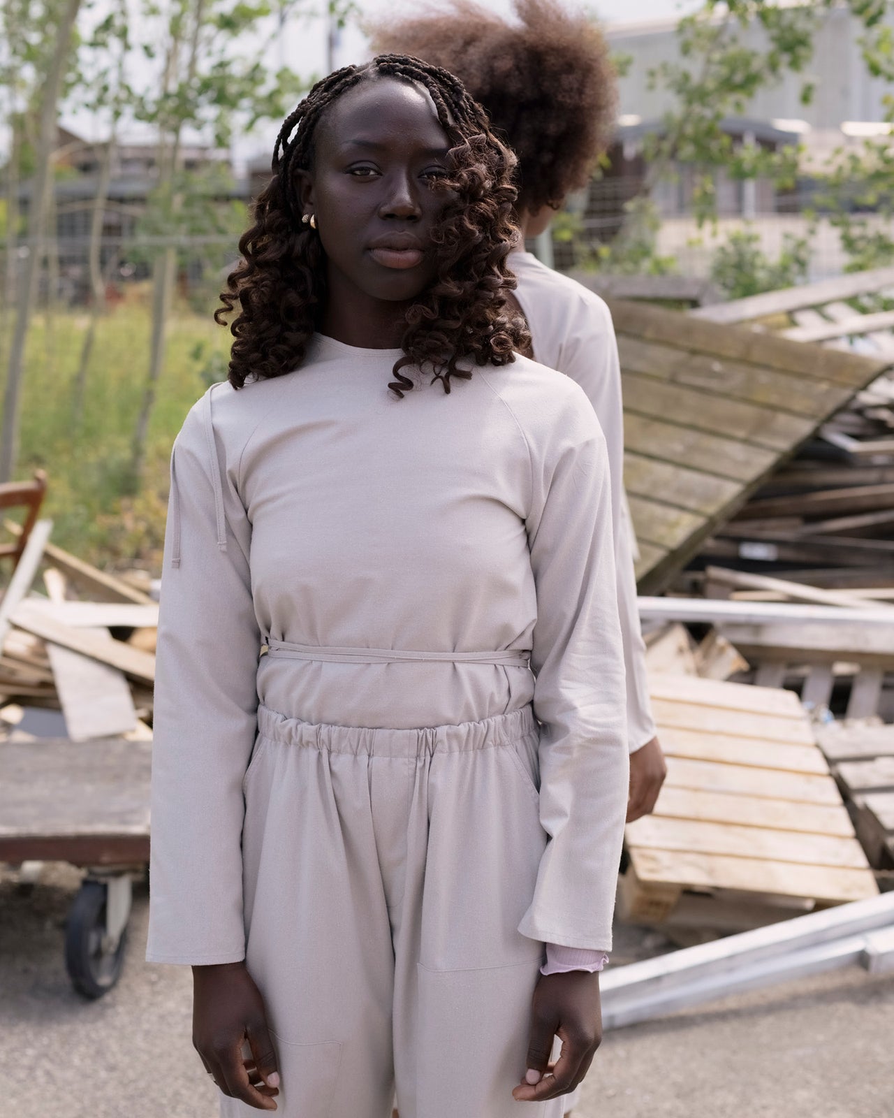 Long Sleeve Apron Top - Wild Silk - Prun Grey