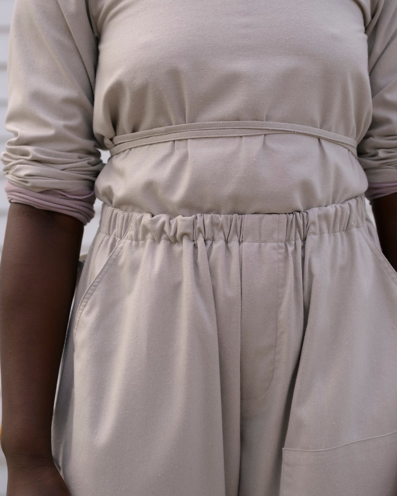 Long Sleeve Apron Top - Wild Silk - Prun Grey