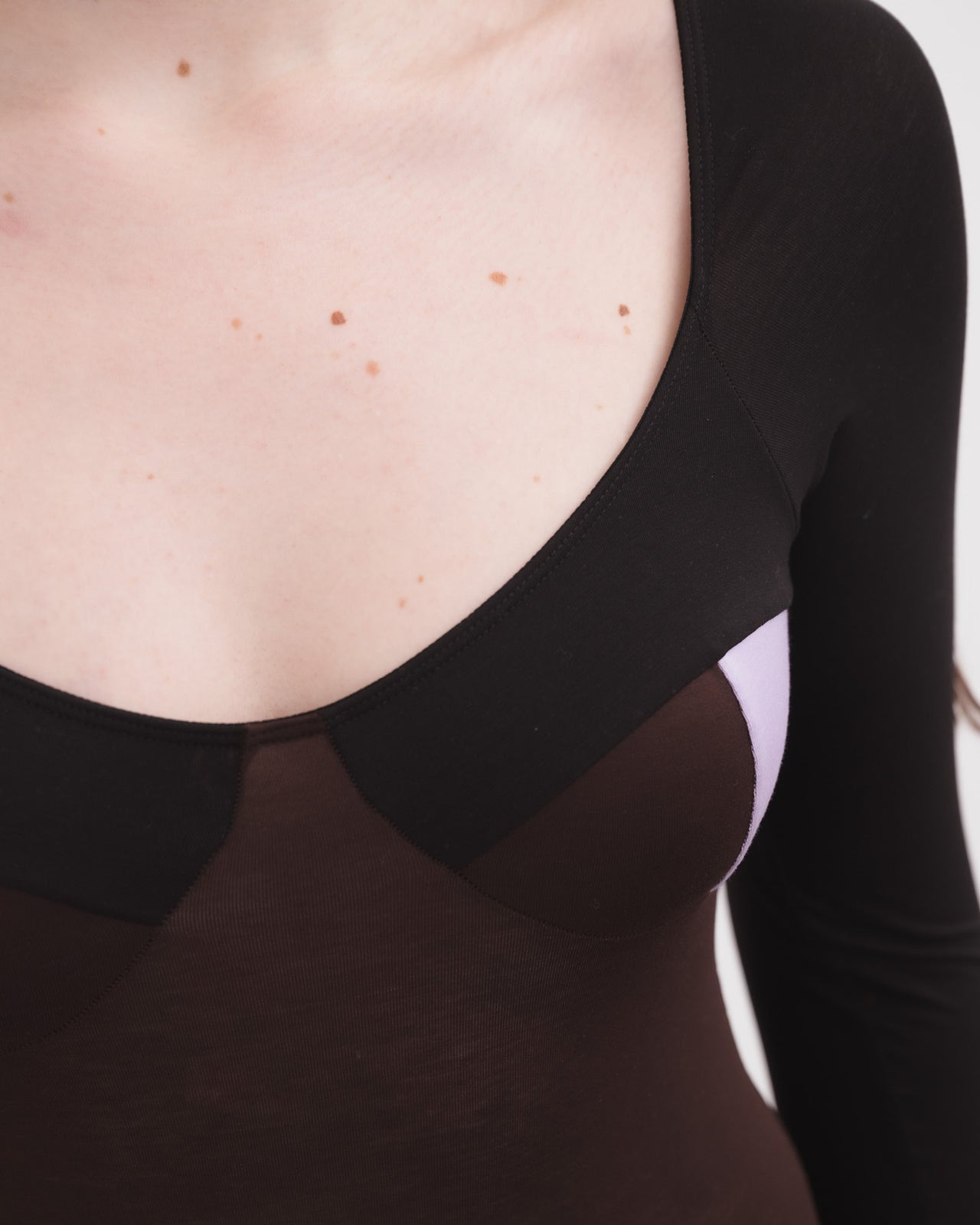 Long Sleeve Body With Bra - Bamboo Lyocell - Black / Tactile / One Purple