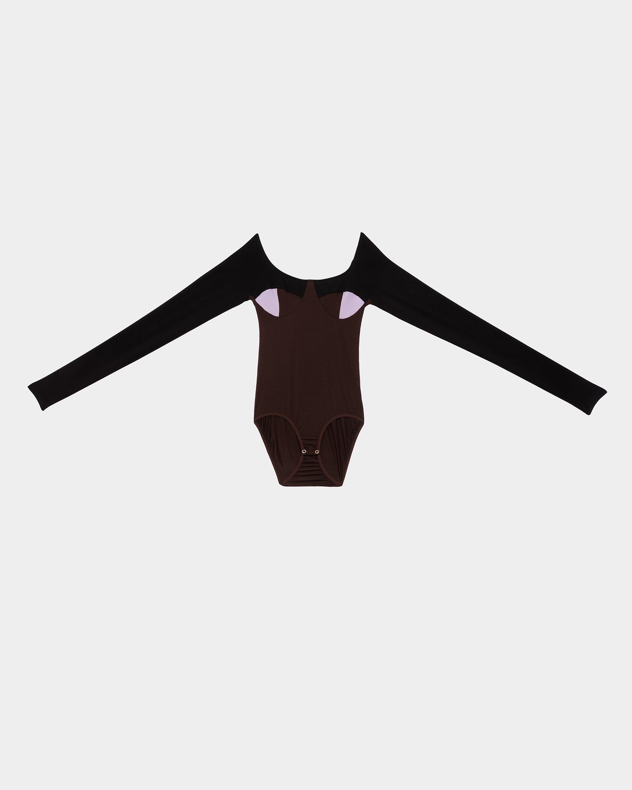 Long Sleeve Body With Bra - Bamboo Lyocell - Black / Tactile / One Purple