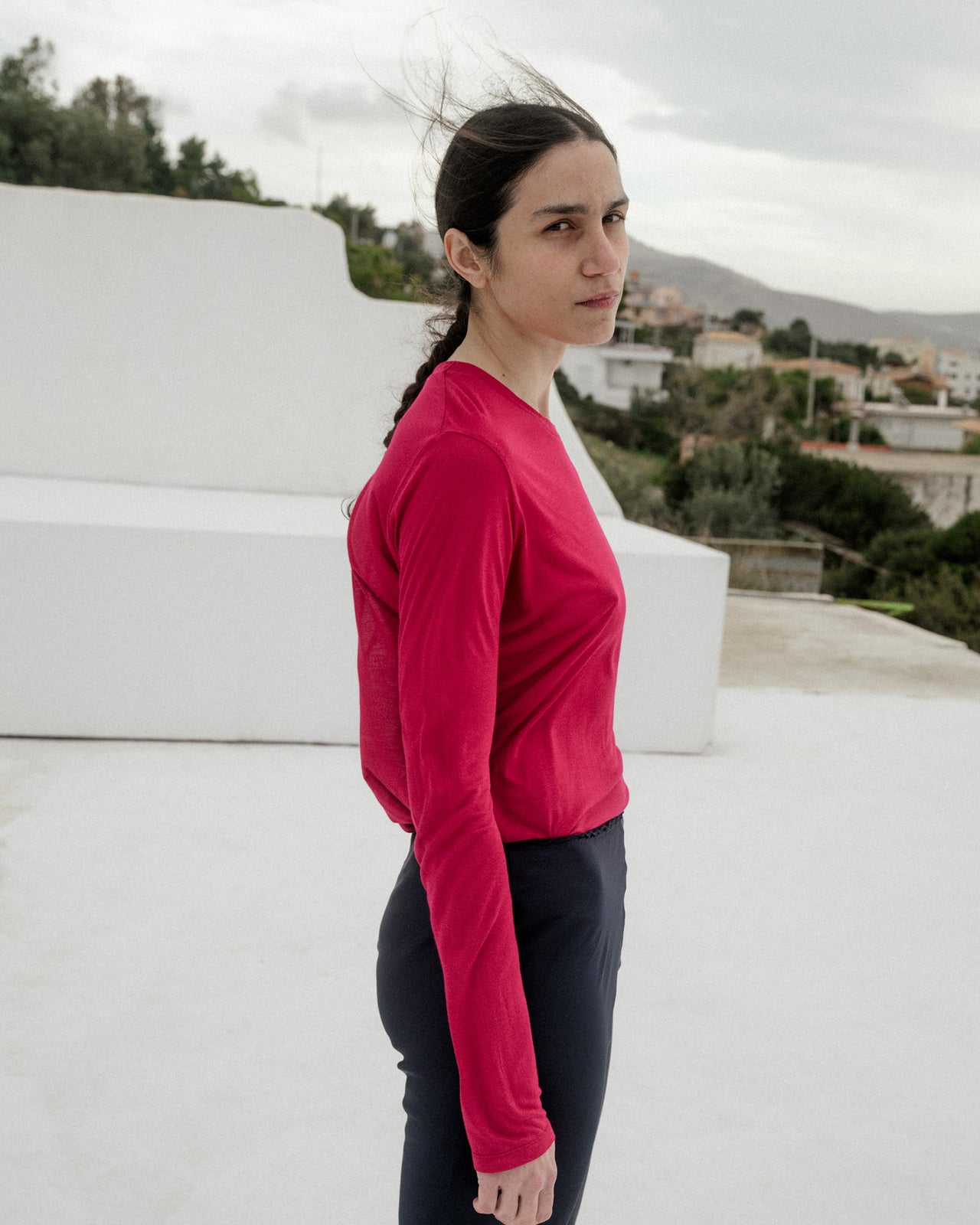 Long Sleeve Tee - Bamboo Viscose - Fuschia