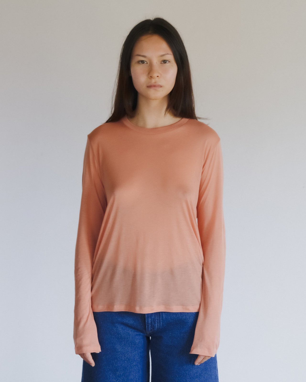 Long Sleeve Tee - Bamboo Lyocell - Branch Terracotta