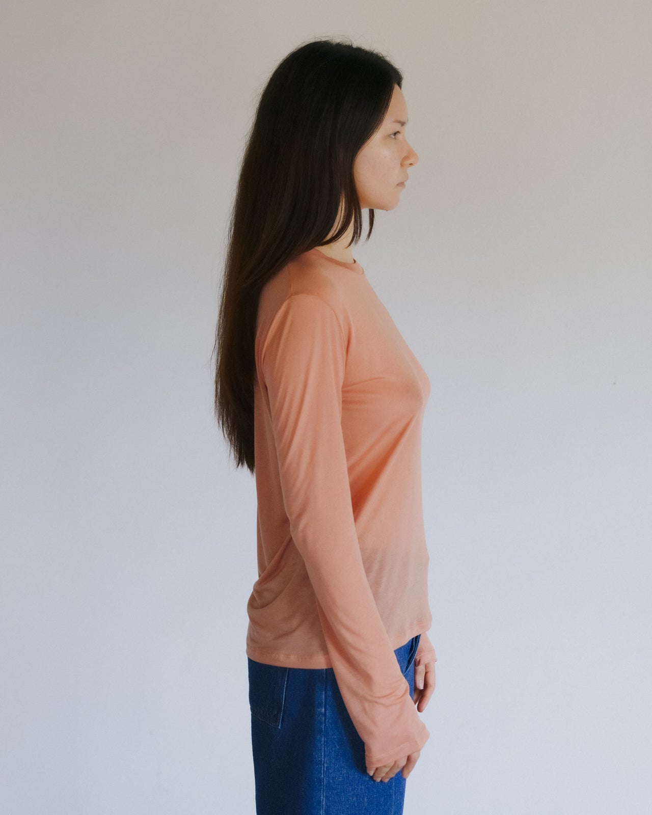 Long Sleeve Tee - Bamboo Lyocell - Branch Terracotta