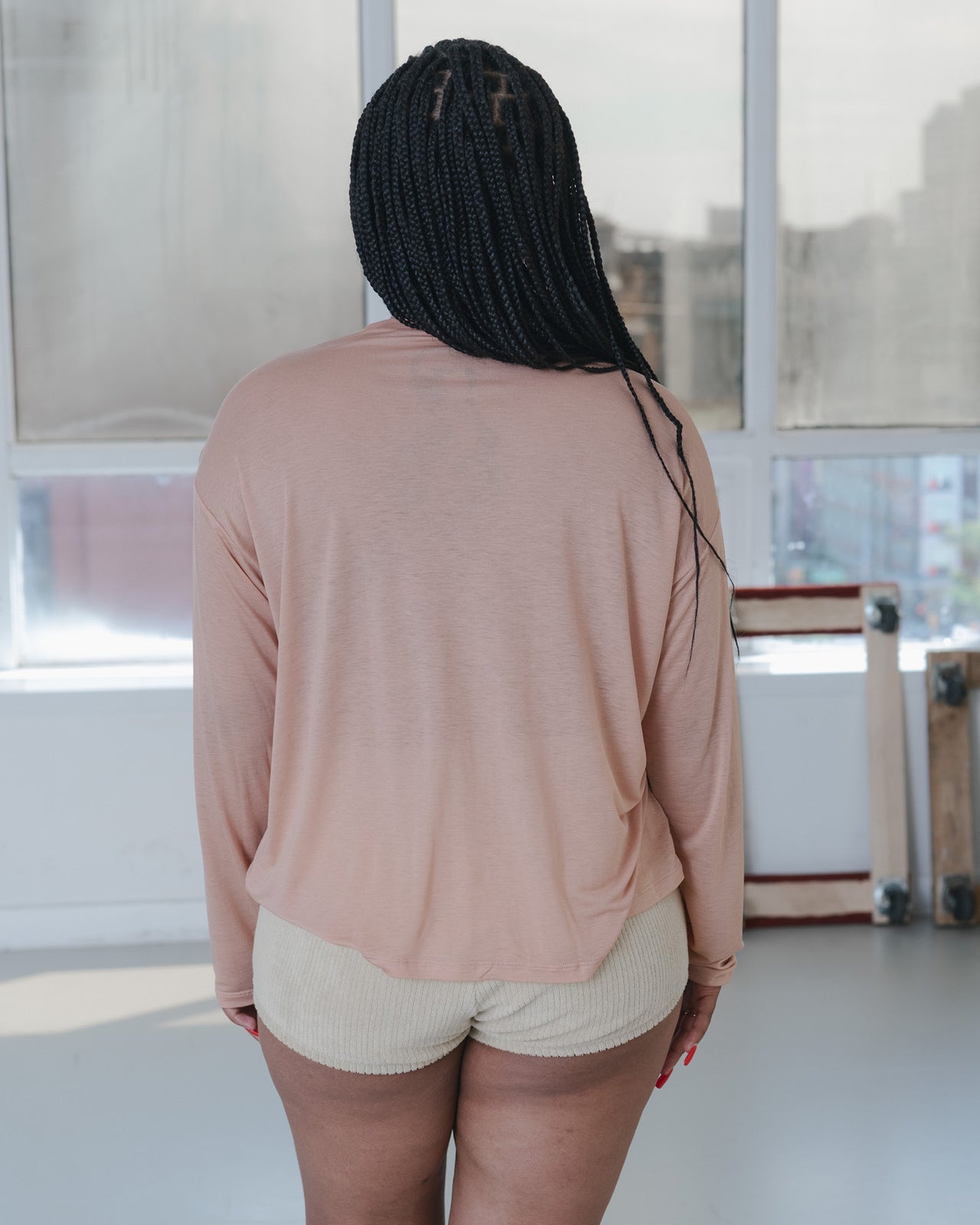 Loose Long Sleeve Tee - Bamboo Lyocell - Yu Rose