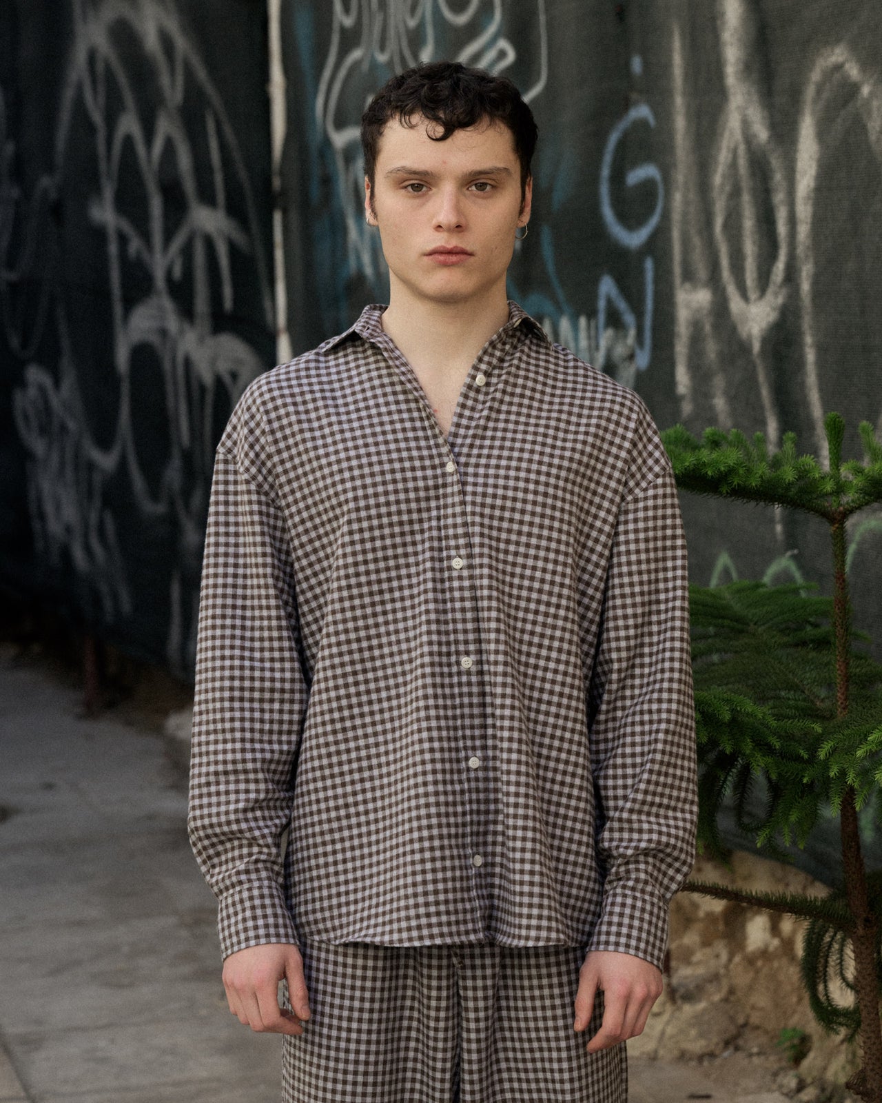 Loose Ole Shirt - Organic Cotton Flannel - Brown Grey Flannel