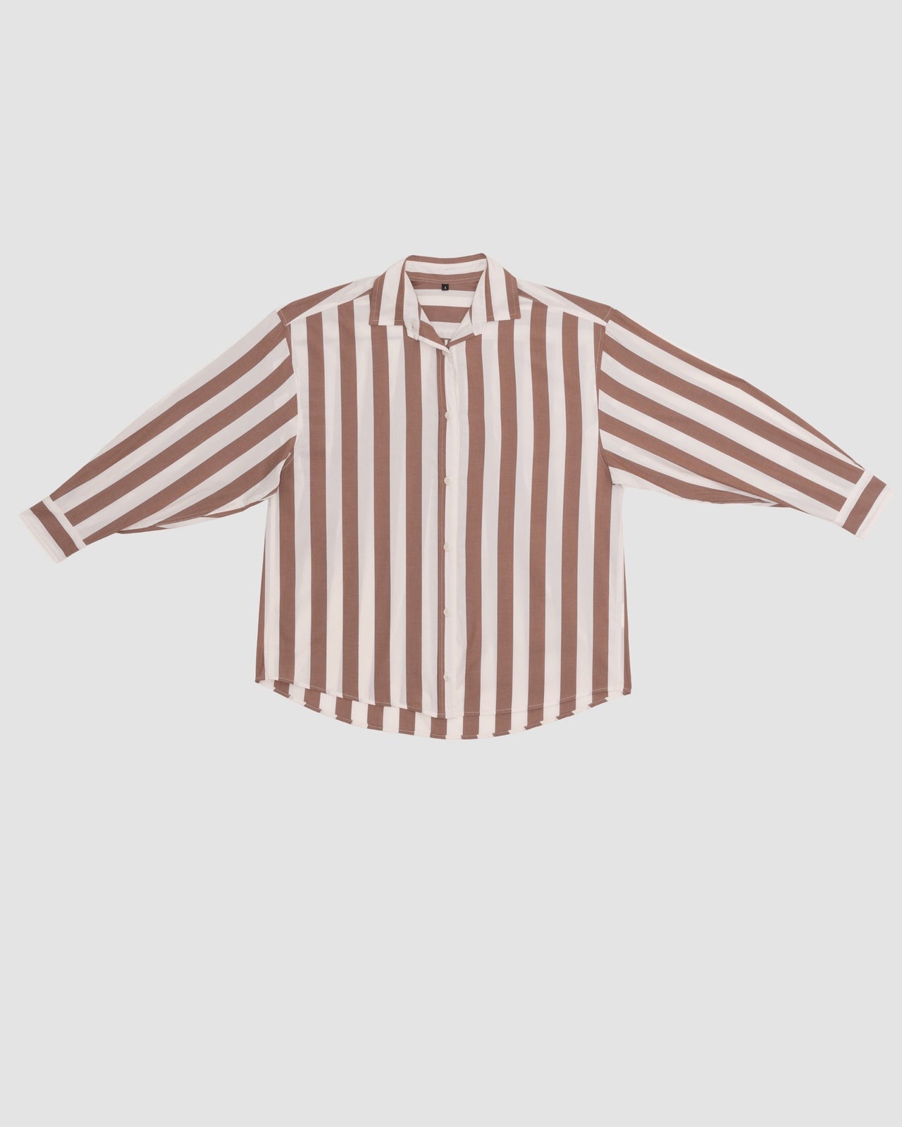 Loose Ole Shirt - Organic Cotton Poplin - Brown White Stripe