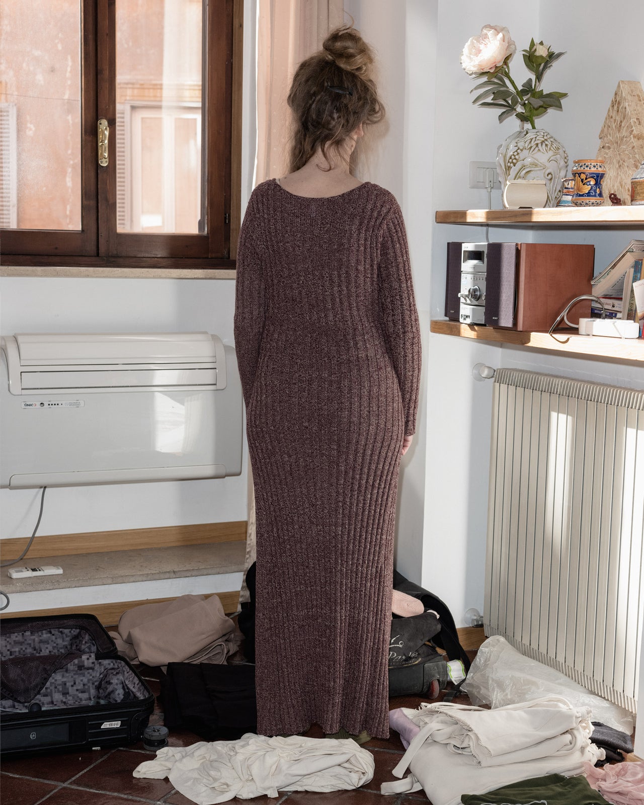 Loulou Dress - Organic Cotton - Burgundy Melange - WT23