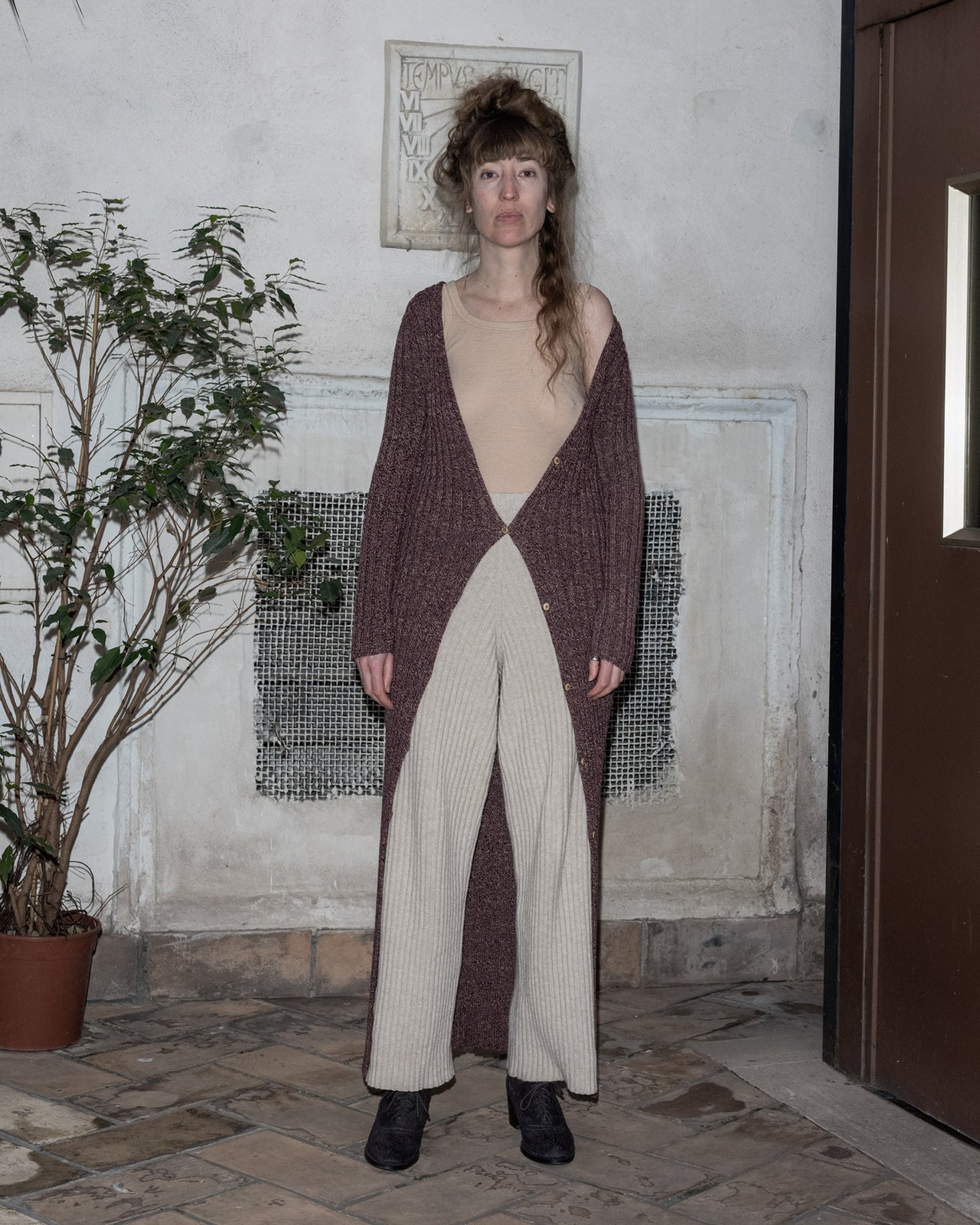 Loulou Dress - Organic Cotton - Burgundy Melange - WT23