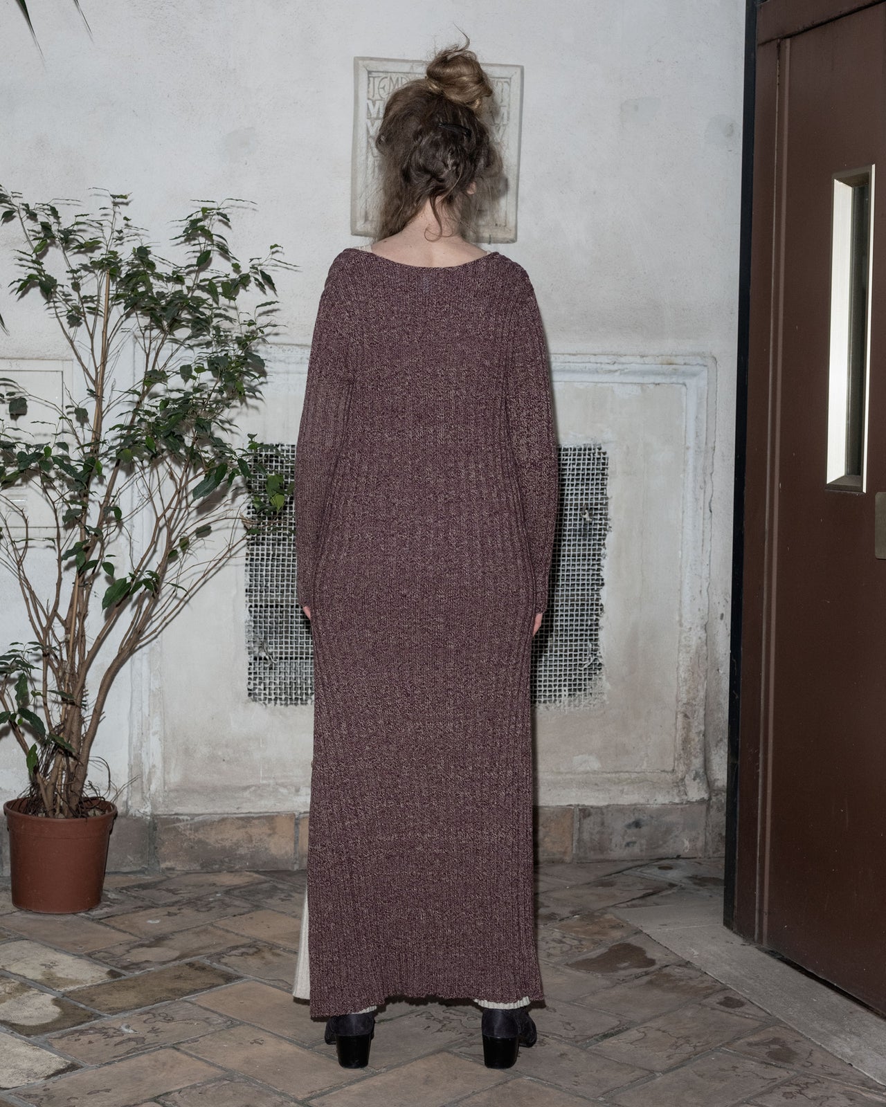 Loulou Dress - Organic Cotton - Burgundy Melange - WT23
