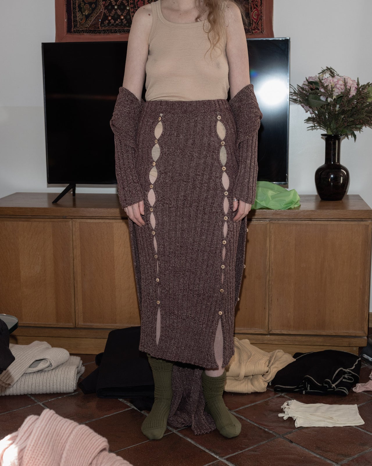 Loulou Skirt - Organic Cotton - Burgundy Melange - WT23