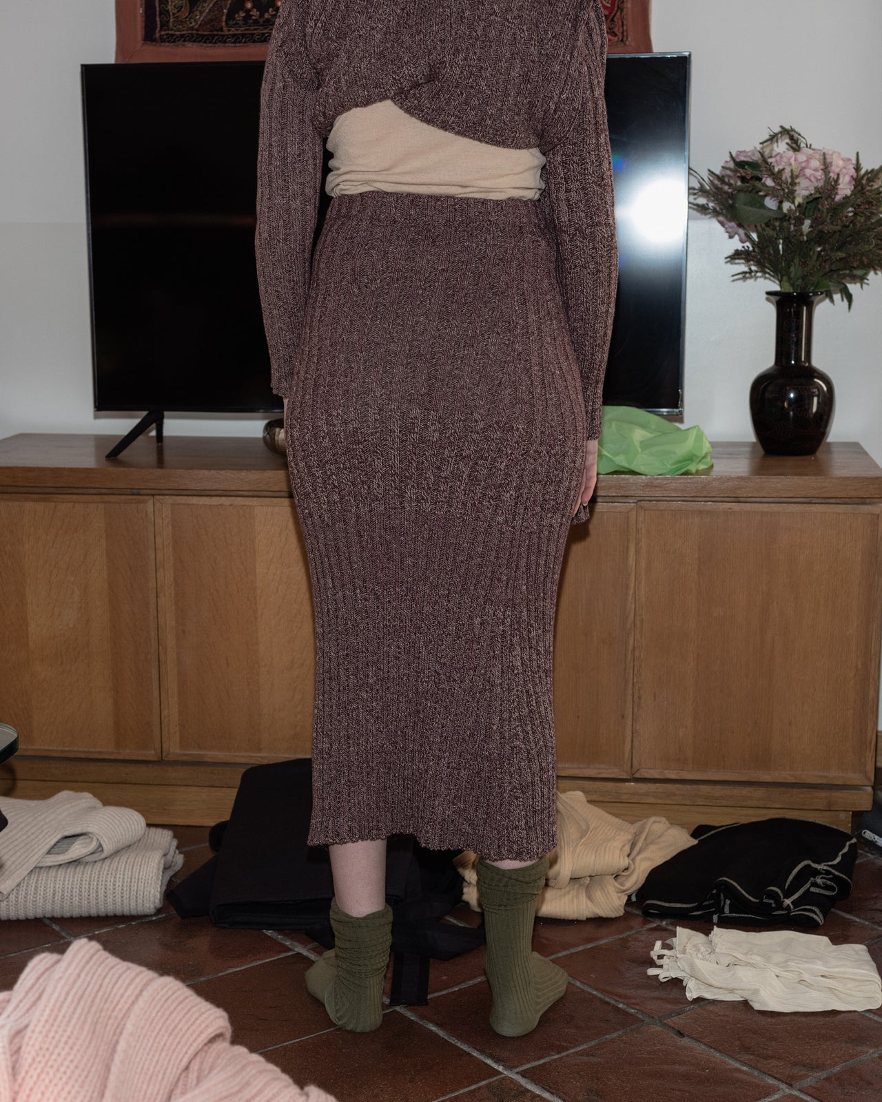 Loulou Skirt - Organic Cotton - Burgundy Melange - WT23