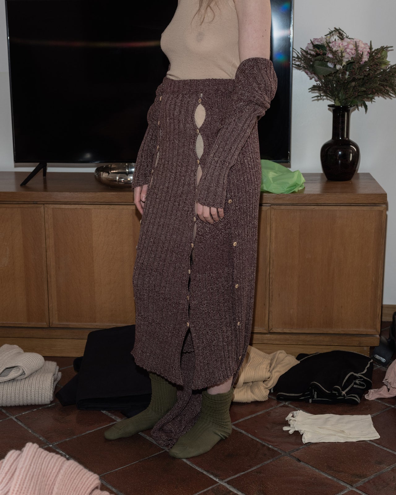 Loulou Skirt - Organic Cotton - Burgundy Melange - WT23