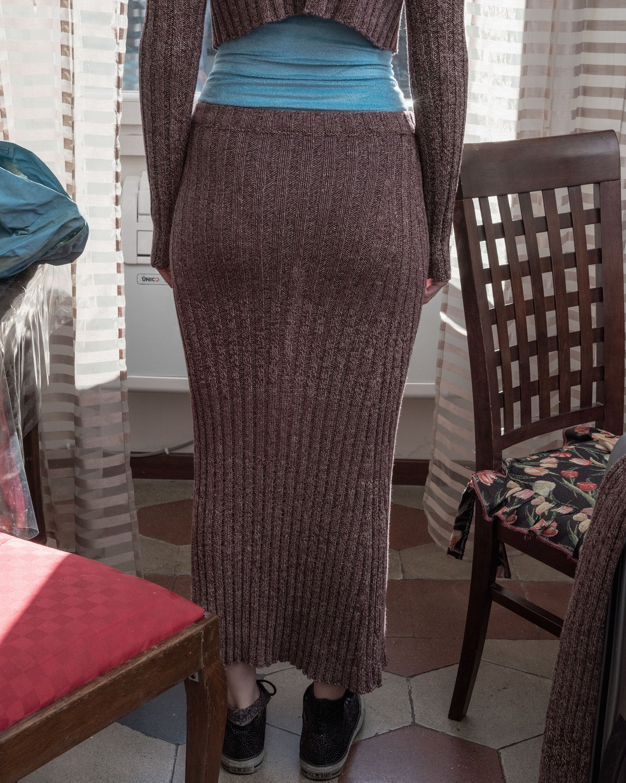 Loulou Skirt - Organic Cotton - Burgundy Melange - WT23