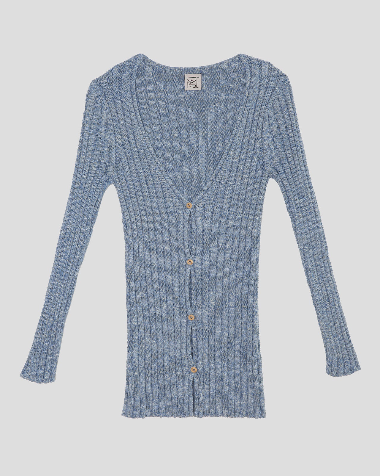 Loulou Cardigan - Organic Cotton - Blue Melange - AU23