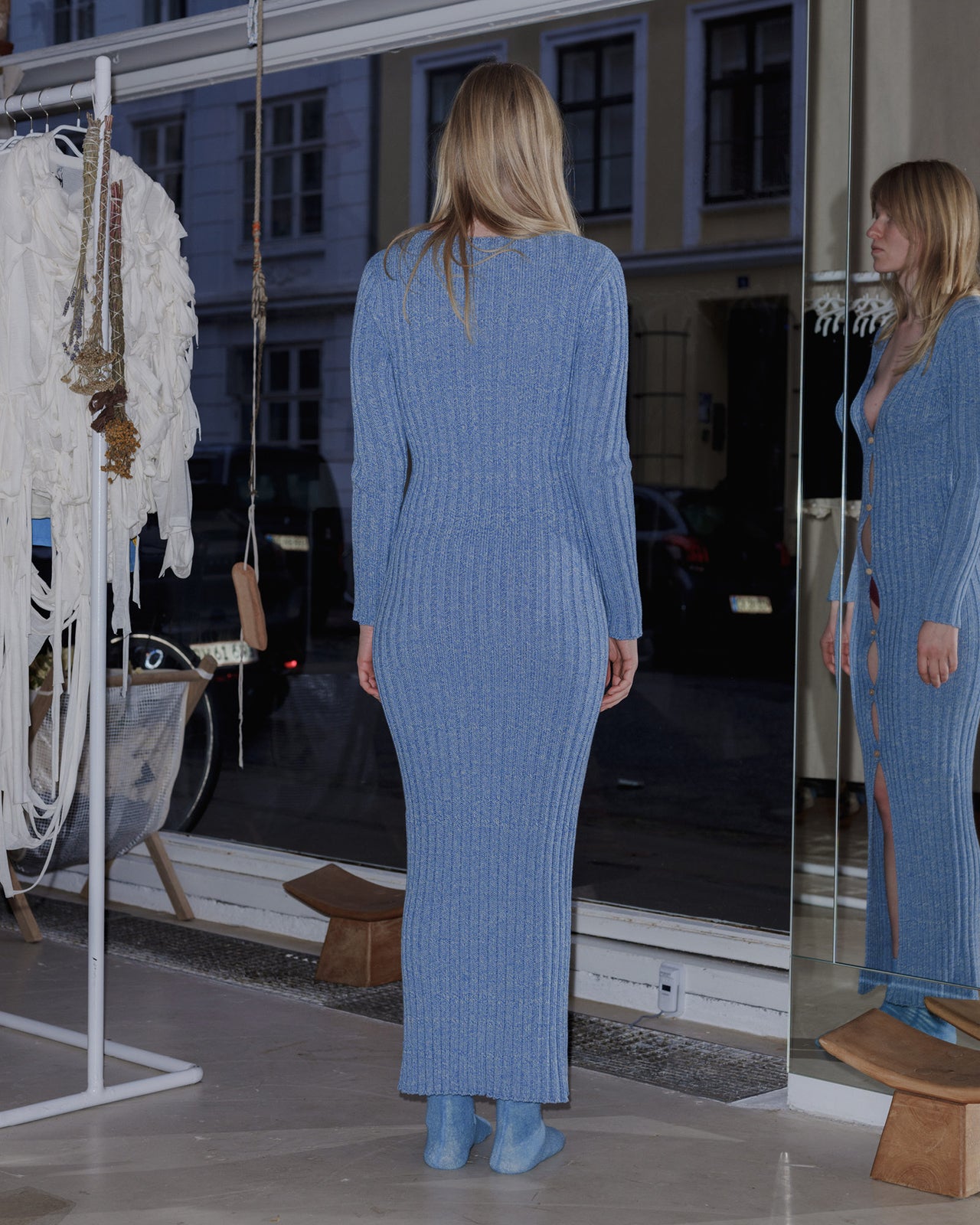 Loulou Dress - Organic Cotton - Blue Melange - AU23