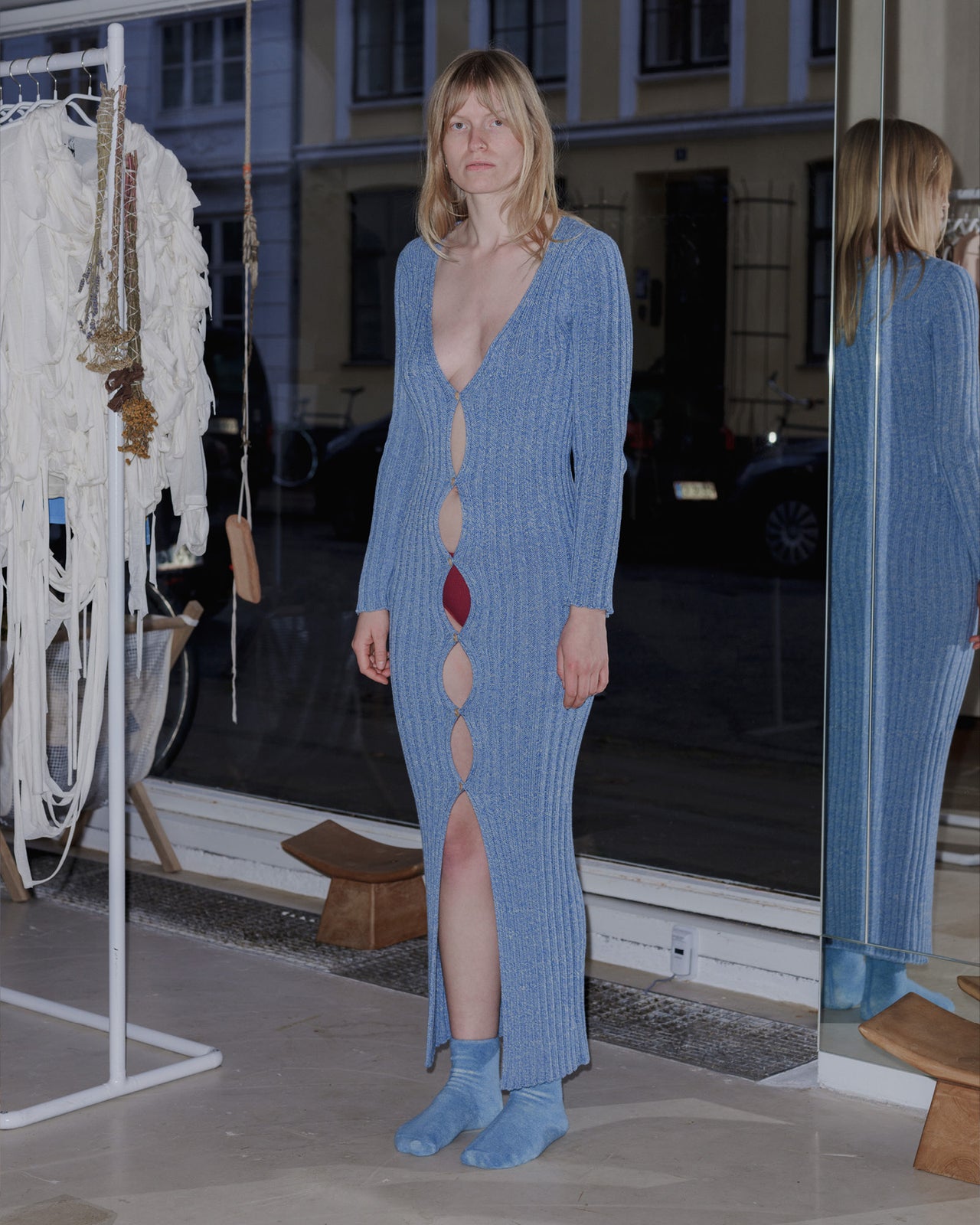 Loulou Dress - Organic Cotton - Blue Melange - AU23