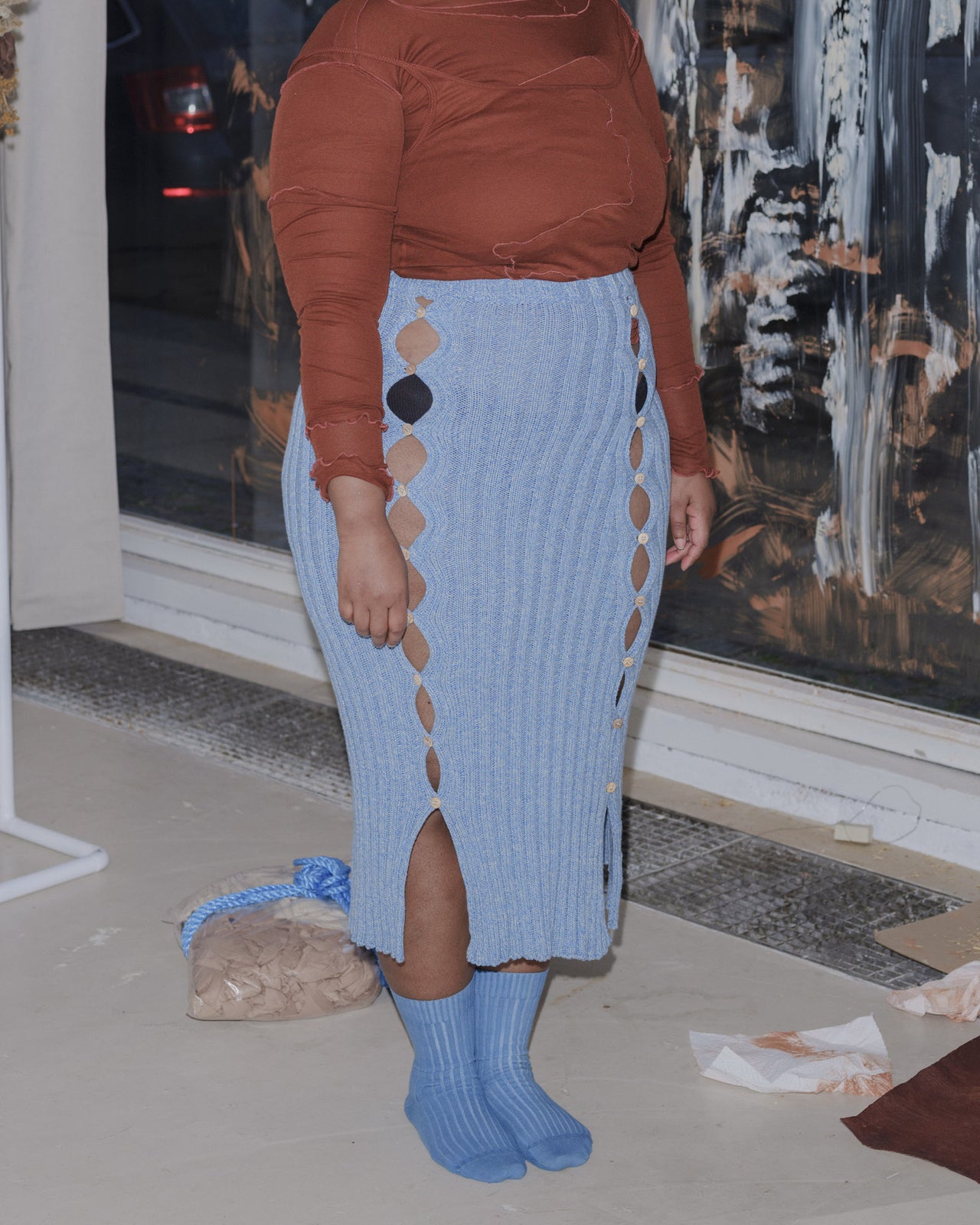 Loulou Skirt - Organic Cotton - Blue Melange - AU23