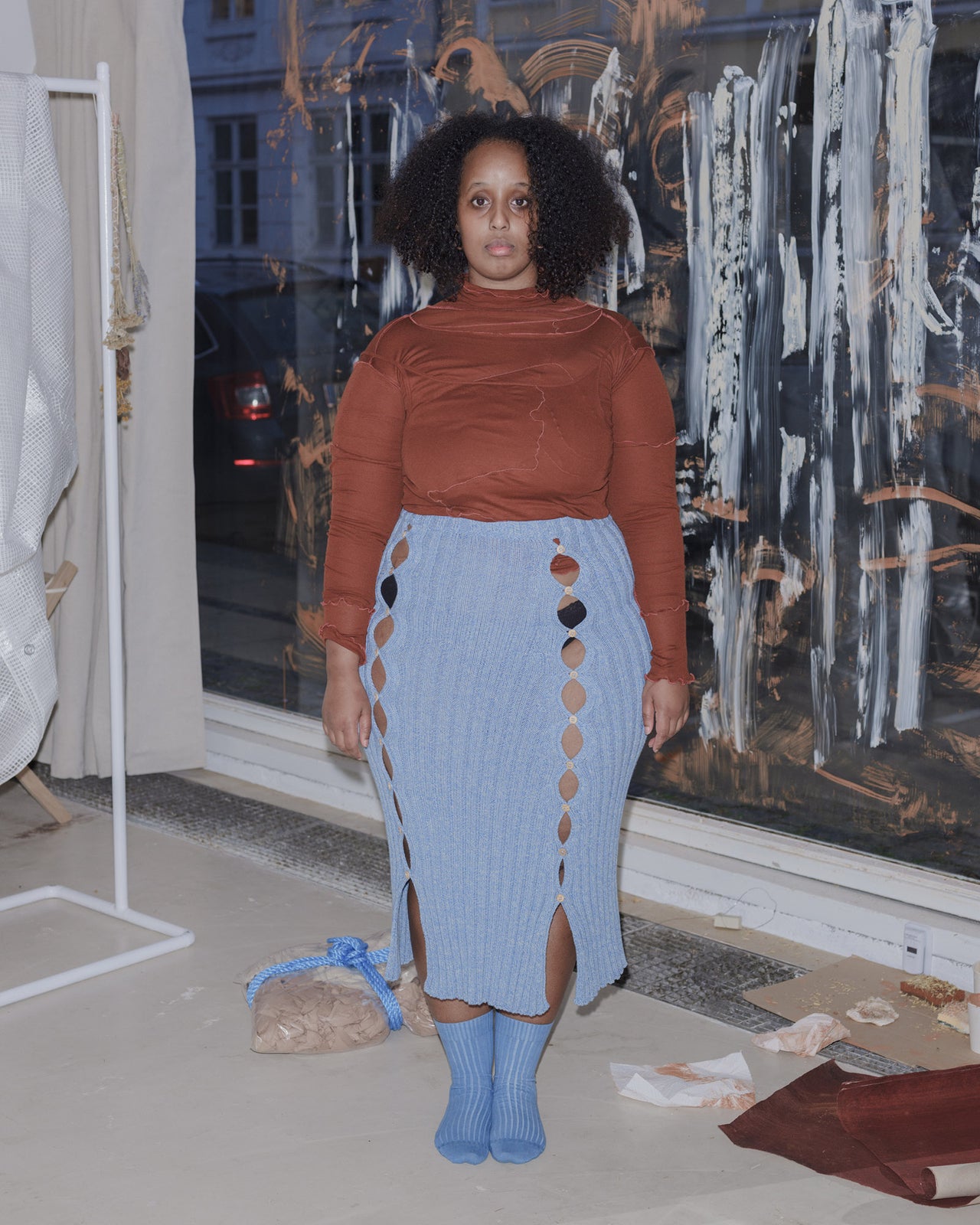 Loulou Skirt - Organic Cotton - Blue Melange - AU23