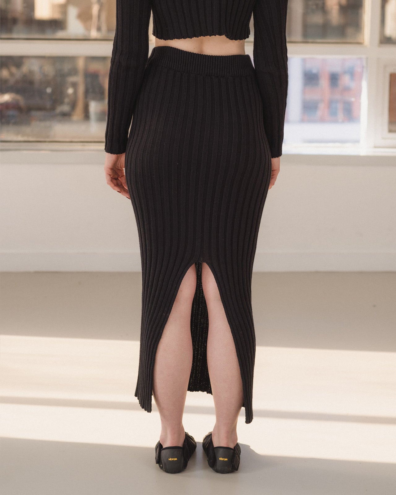 Macau Skirt - Organic Cotton Rib Knit - Black