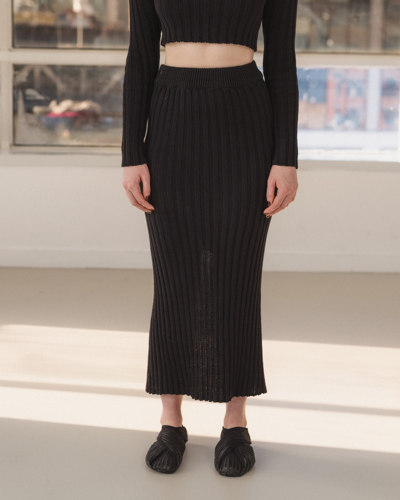 Macau Skirt - Organic Cotton Rib Knit - Black