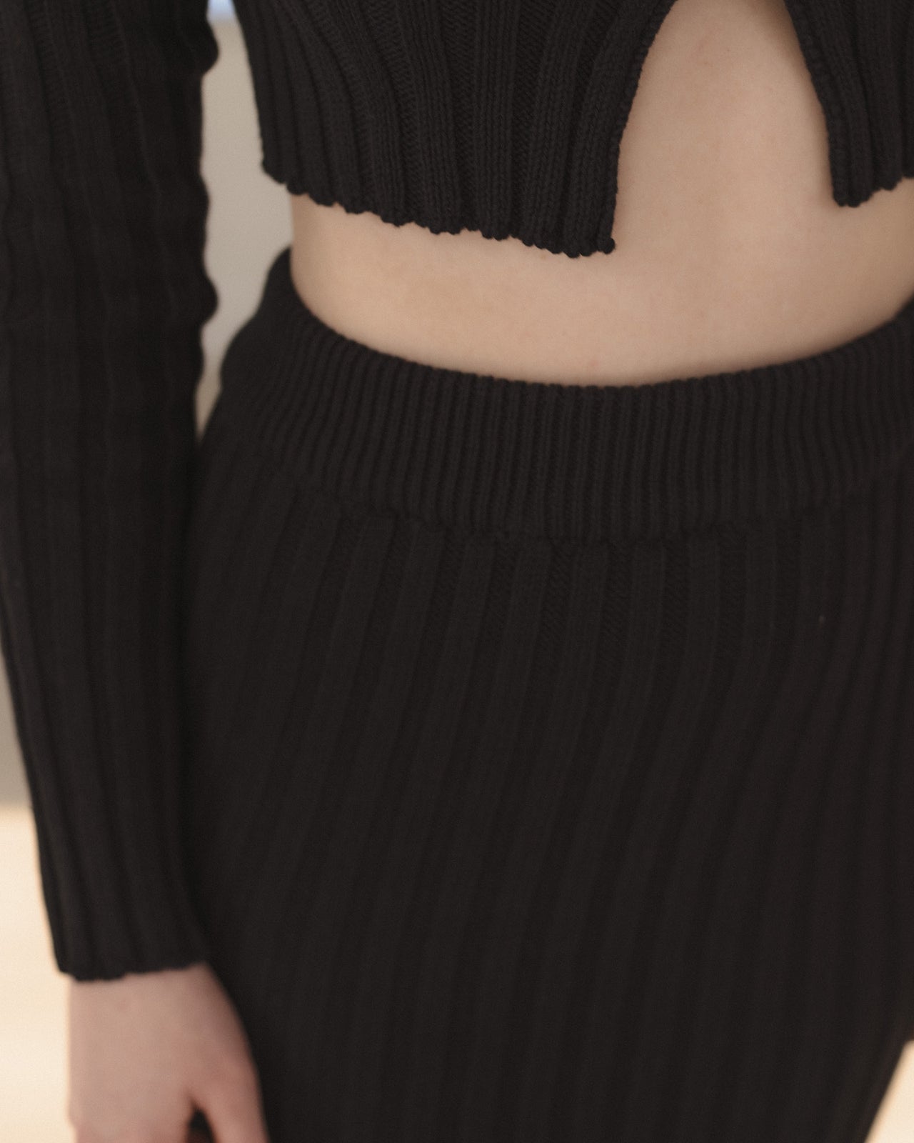 Macau Skirt - Organic Cotton Rib Knit - Black