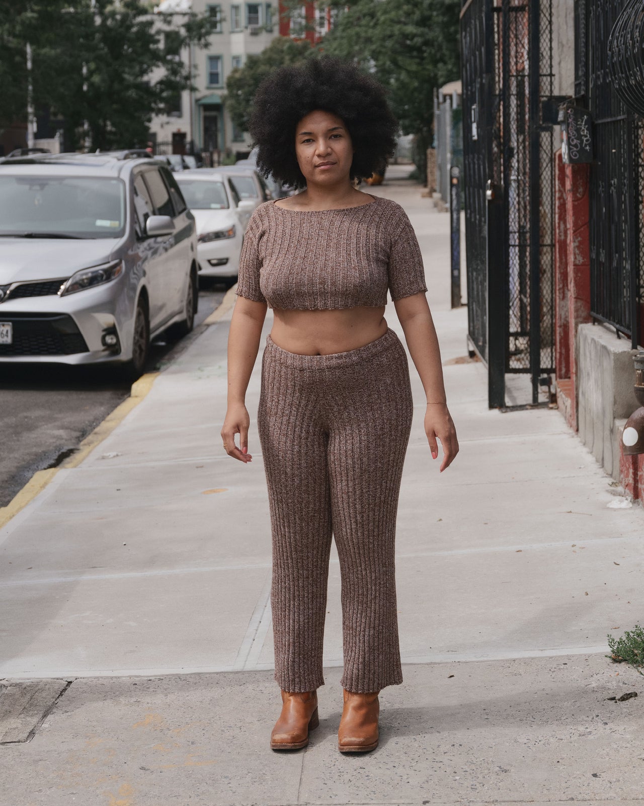 Macau Tee Shirt - Organic Cotton - Grey Brown Melange