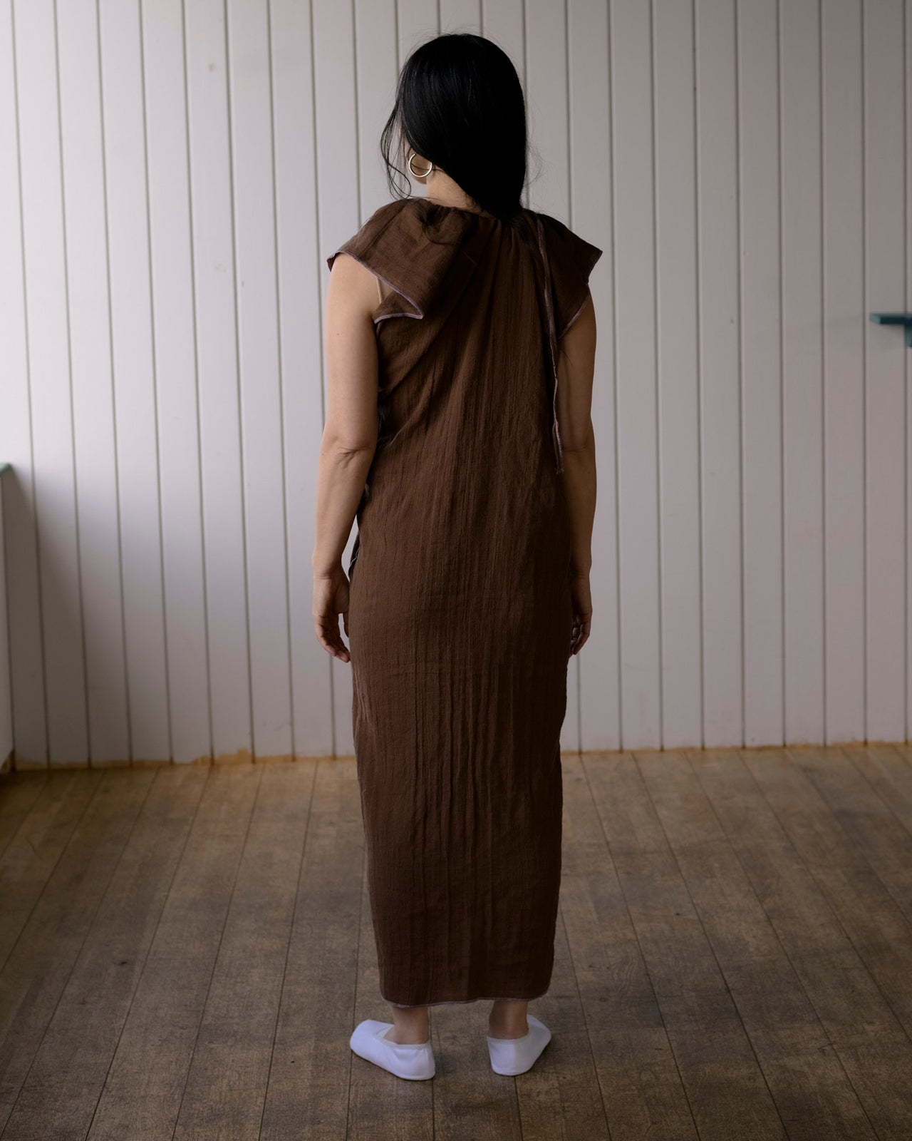 Max Dress - Crinkle Linen - Loam Brown