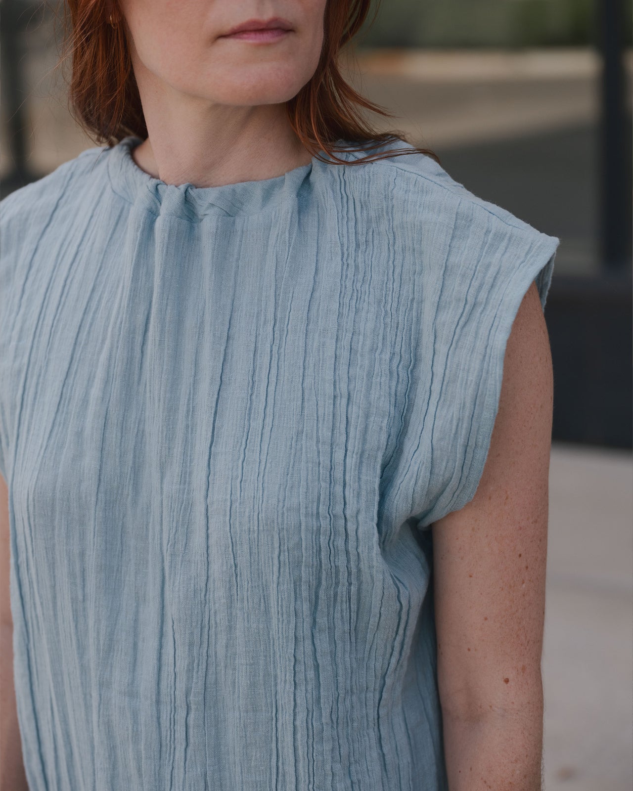 Max Dress - Crinkle Linen - Wuxi Blue