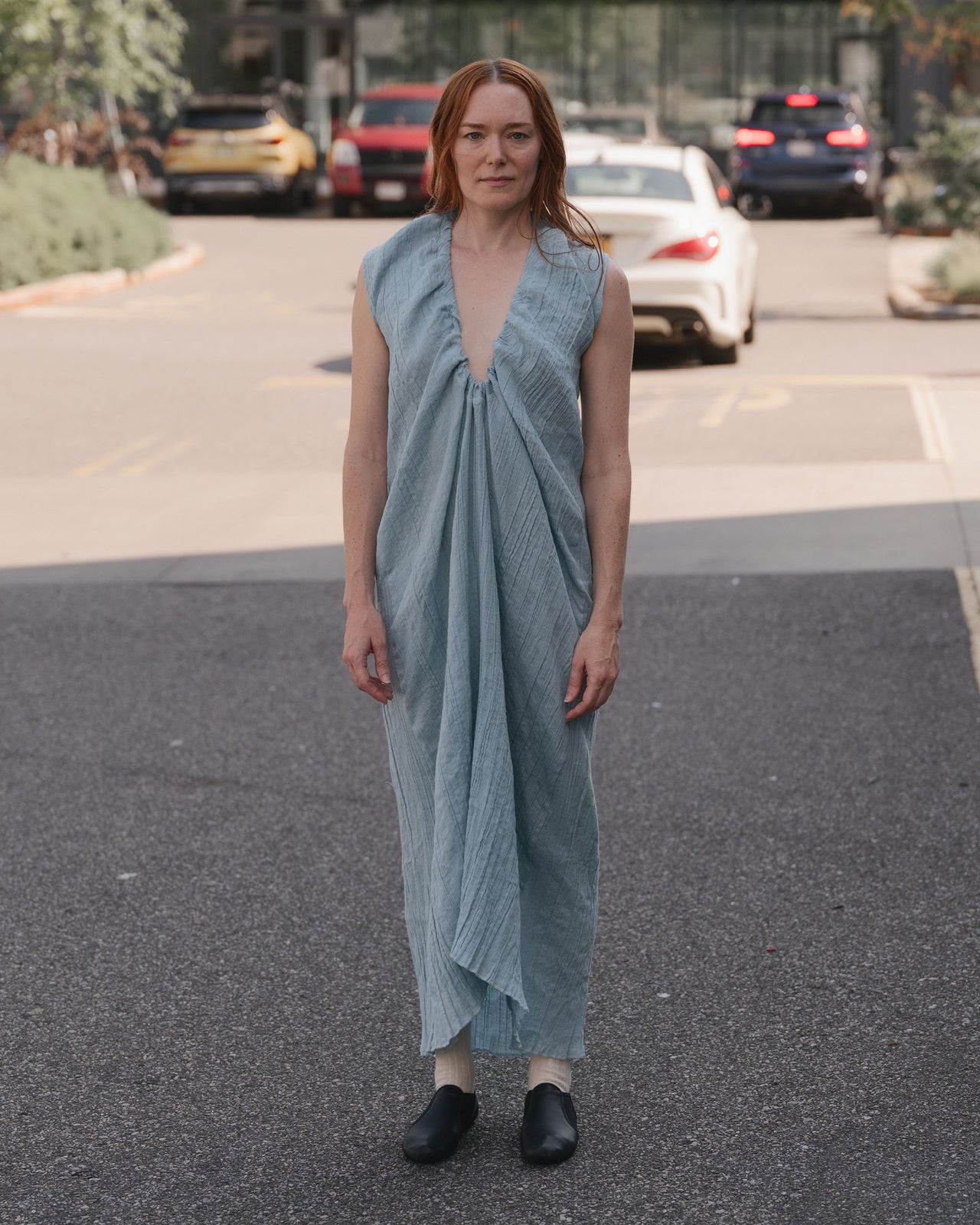 Max Dress - Crinkle Linen - Wuxi Blue