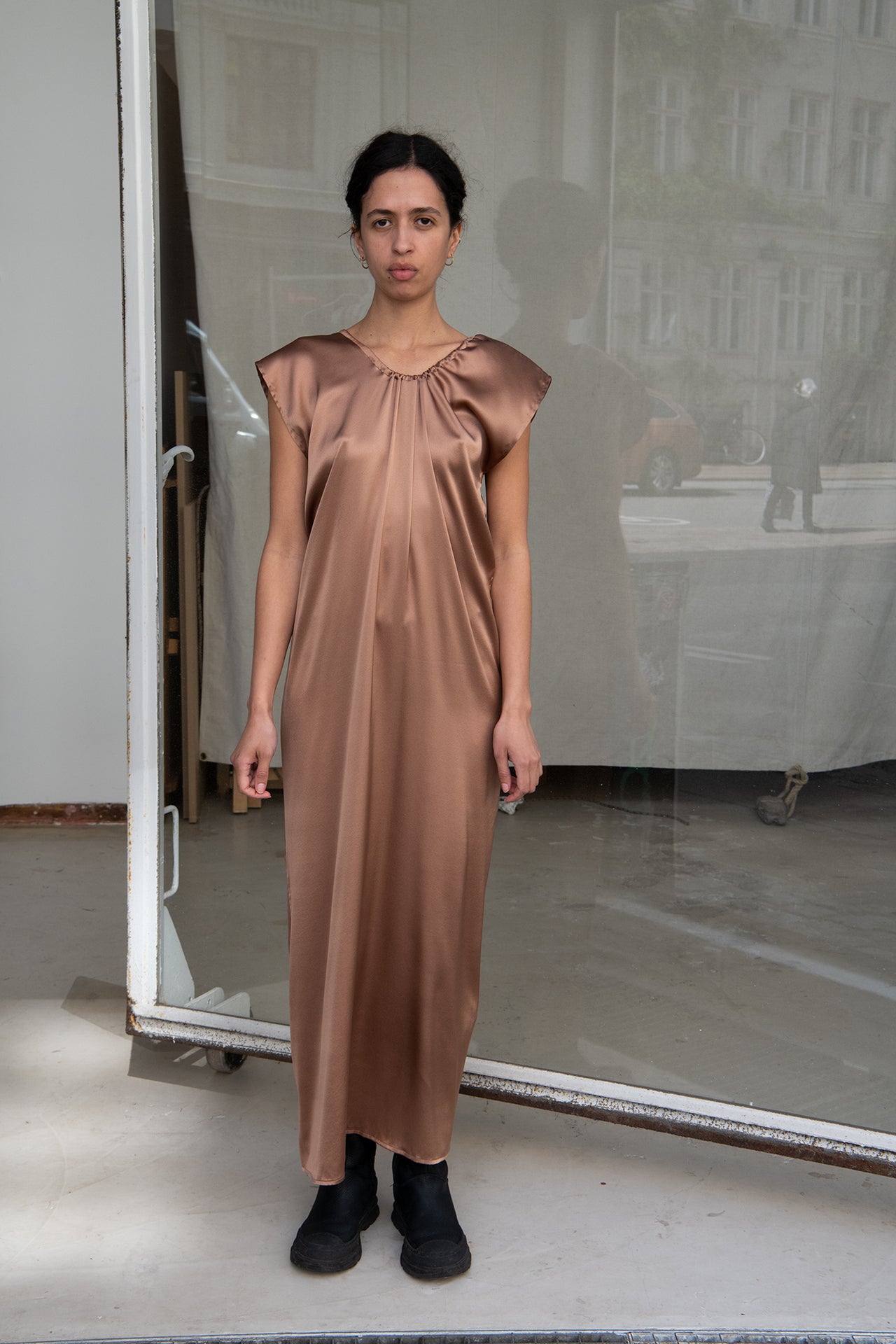 Max Dress - Silk Satin - Brown