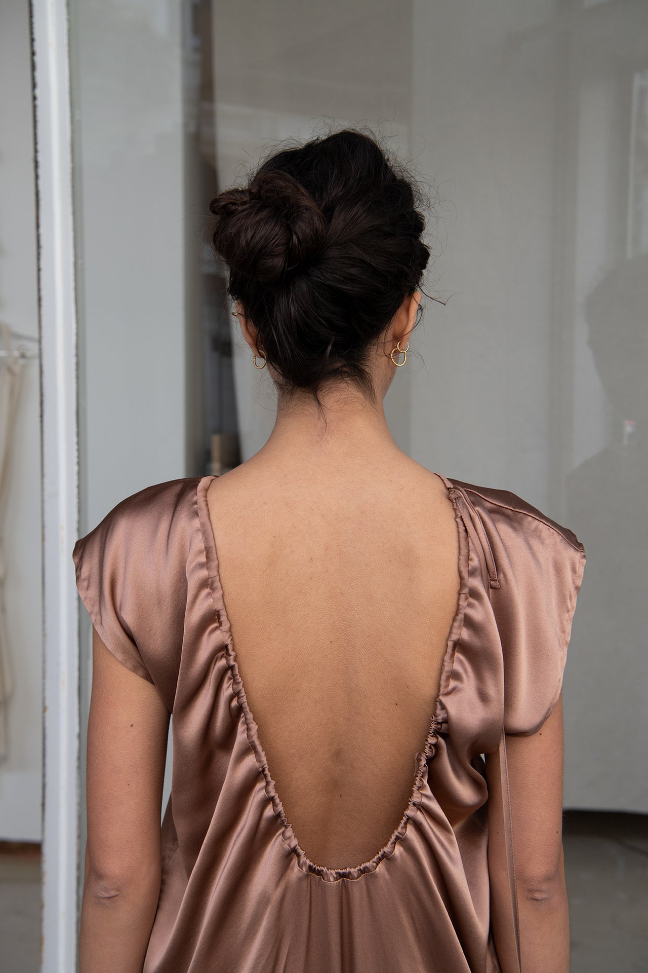 Max Dress - Silk Satin - Brown