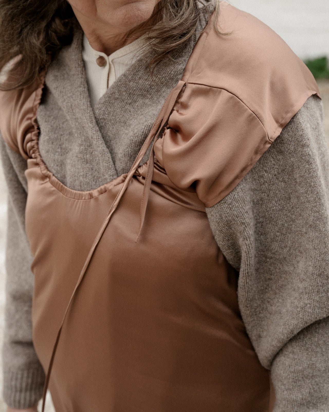 Max Dress - Silk Satin - Brown