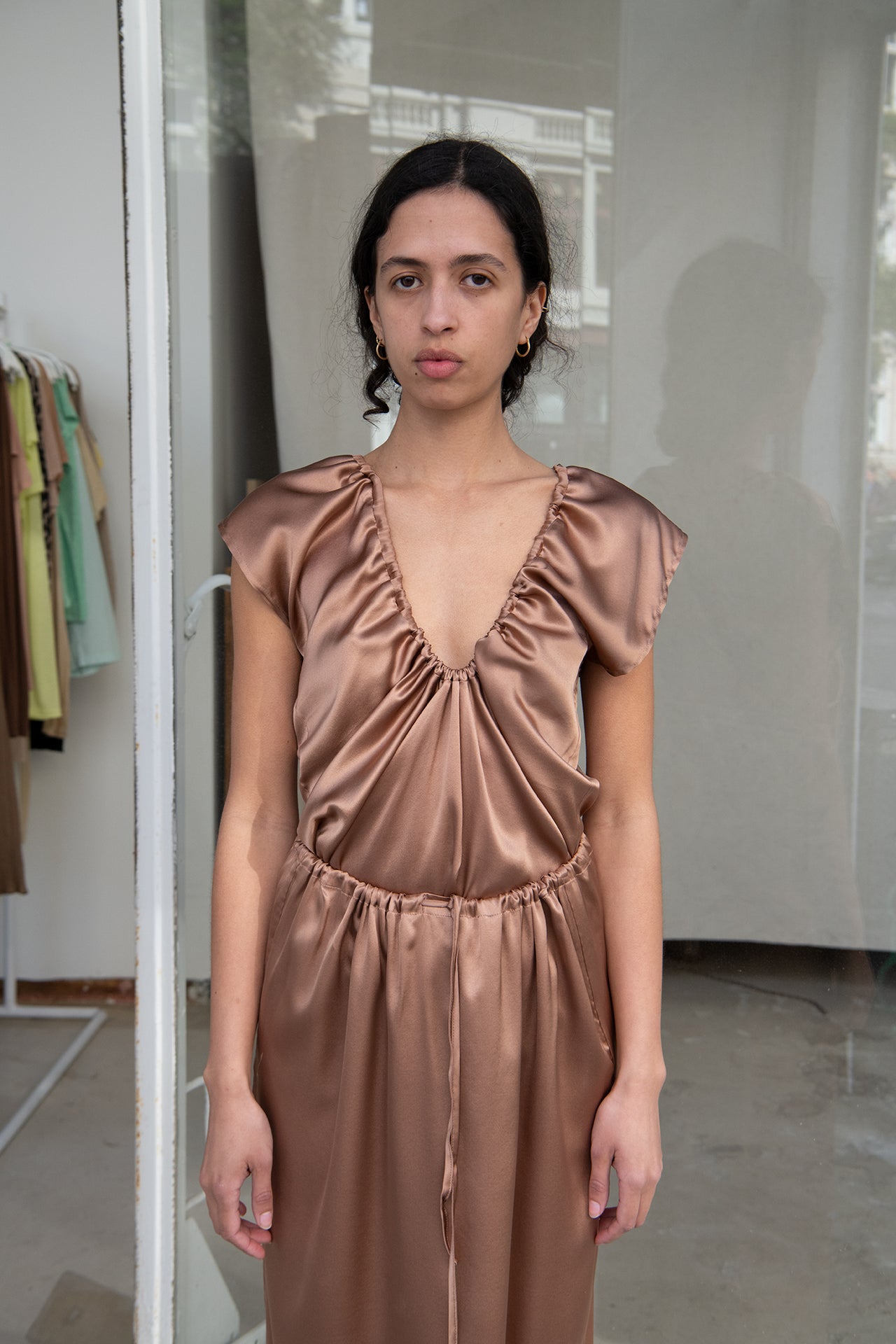 Max Skirt - Silk Satin - Brown