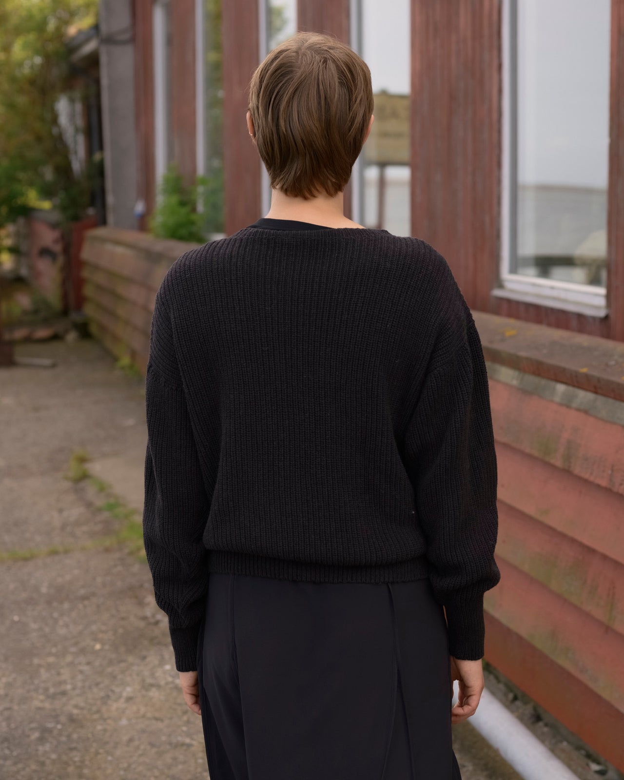 Mea Cardigan - Organic Cotton Knit - Black Melange