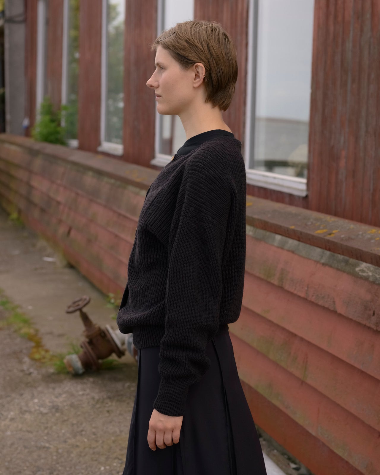 Mea Cardigan - Organic Cotton Knit - Black Melange