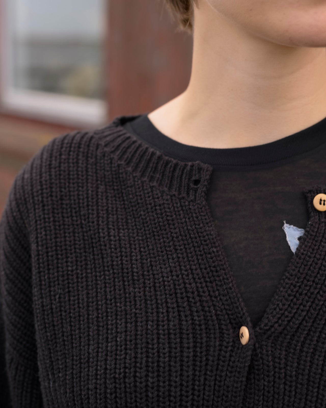 Mea Cardigan - Organic Cotton Knit - Black Melange