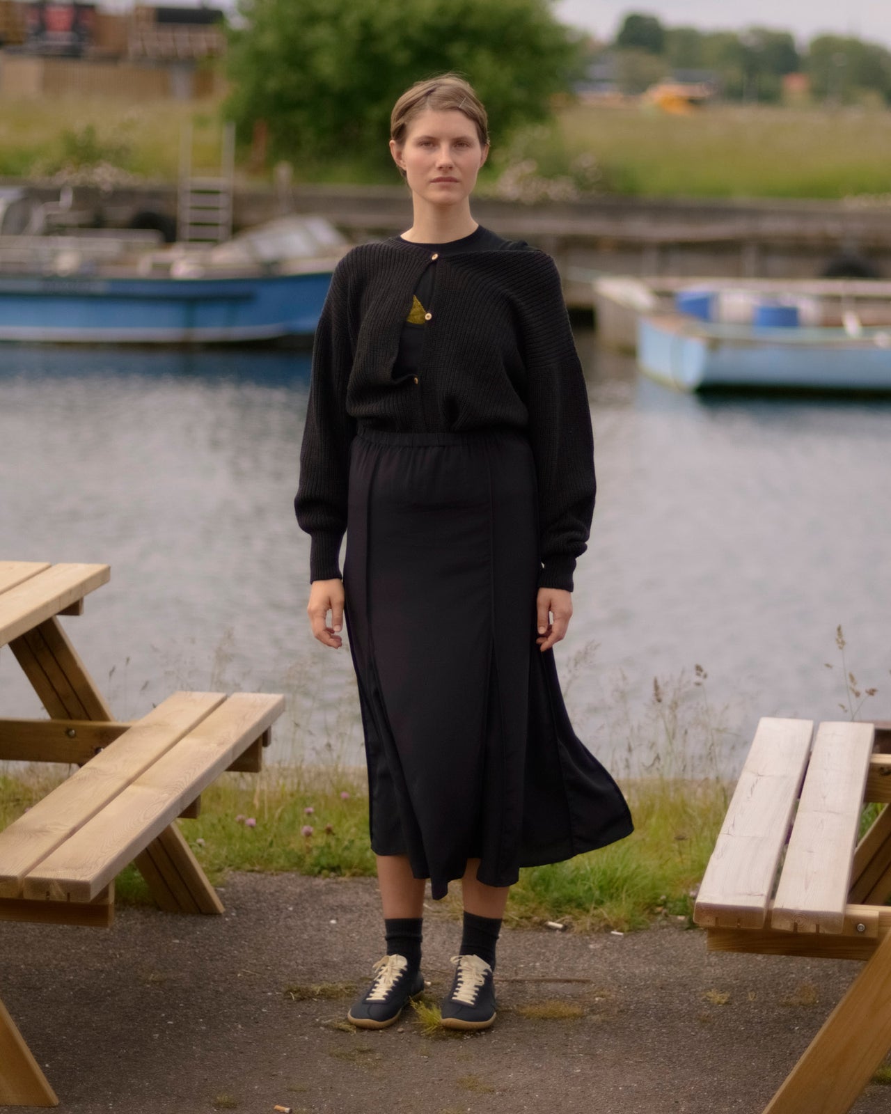 Mea Cardigan - Organic Cotton Knit - Black Melange