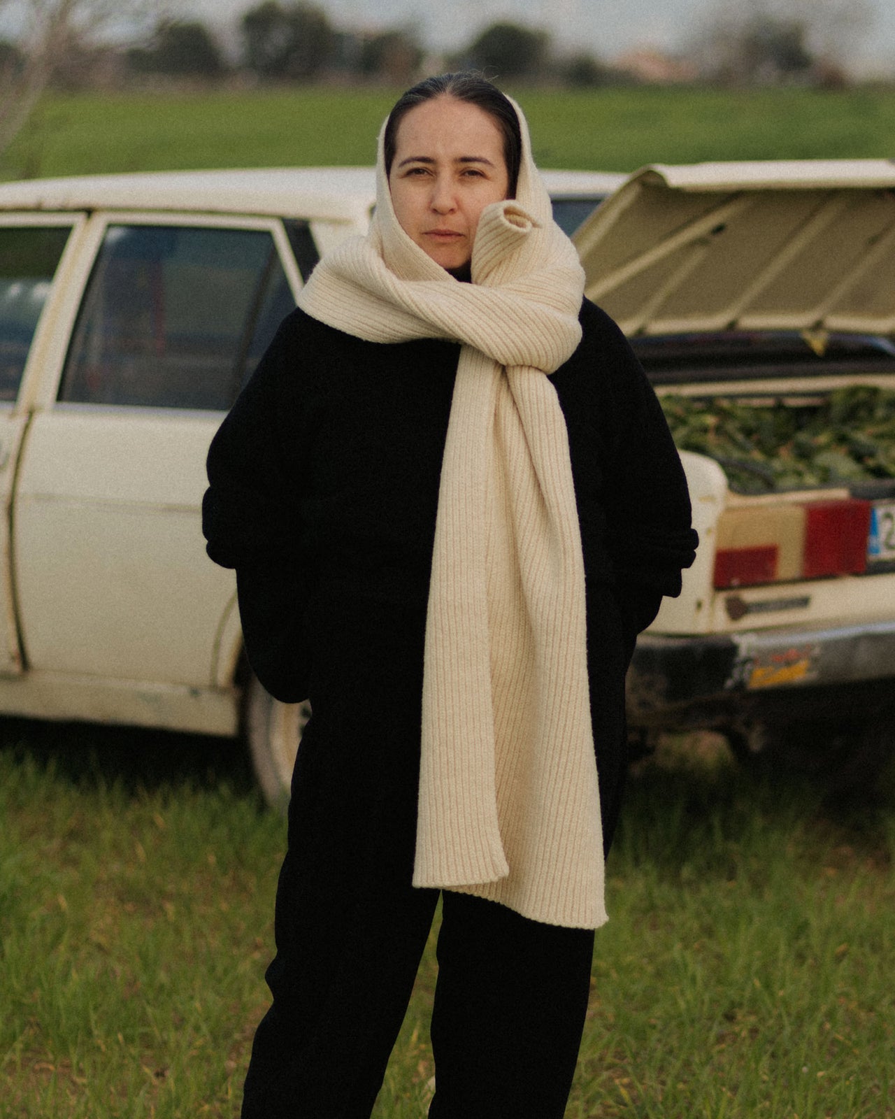 Mea Scarf - Arles merino wool rib knit - Chaume Sand