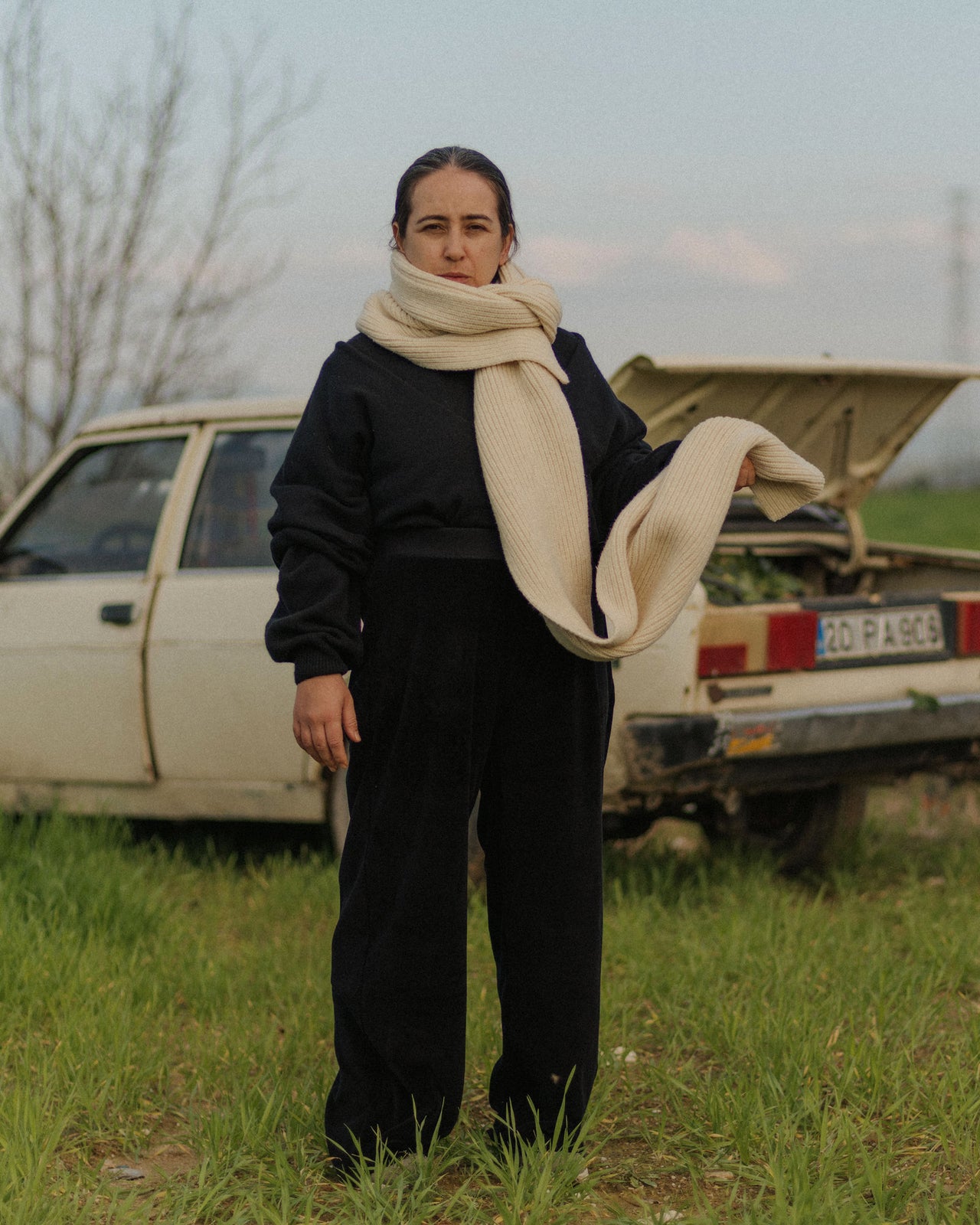 Mea Scarf - Arles merino wool rib knit - Chaume Sand