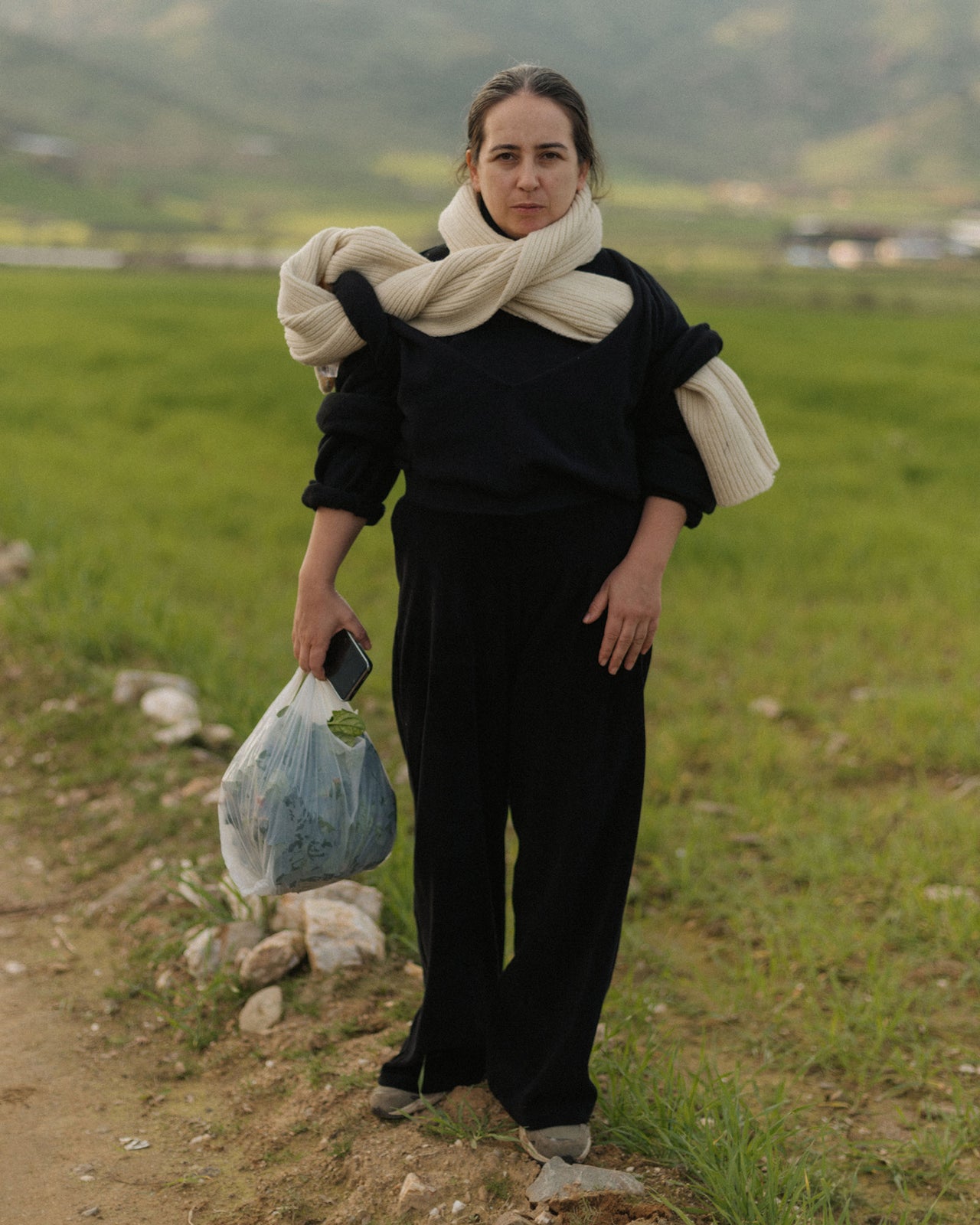 Mea Scarf - Arles merino wool rib knit - Chaume Sand
